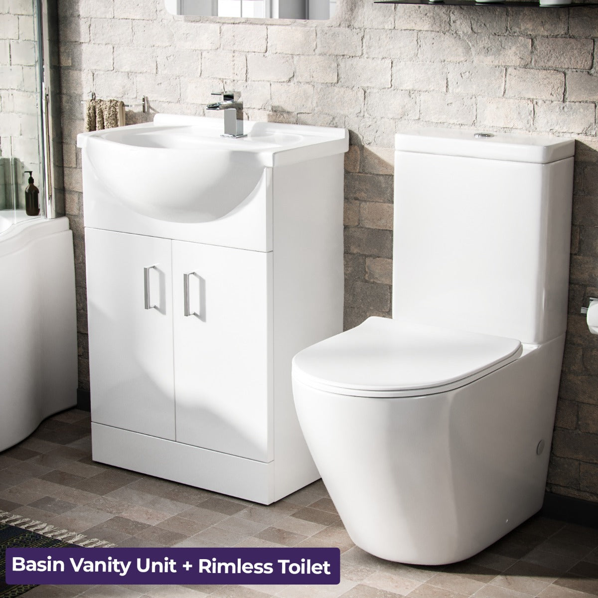 Ellen 550mm Vanity Unit with Basin and Curved Toilet White