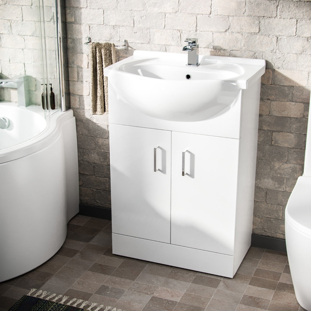 Ellen 550mm Vanity Unit with Basin and Curved Toilet White