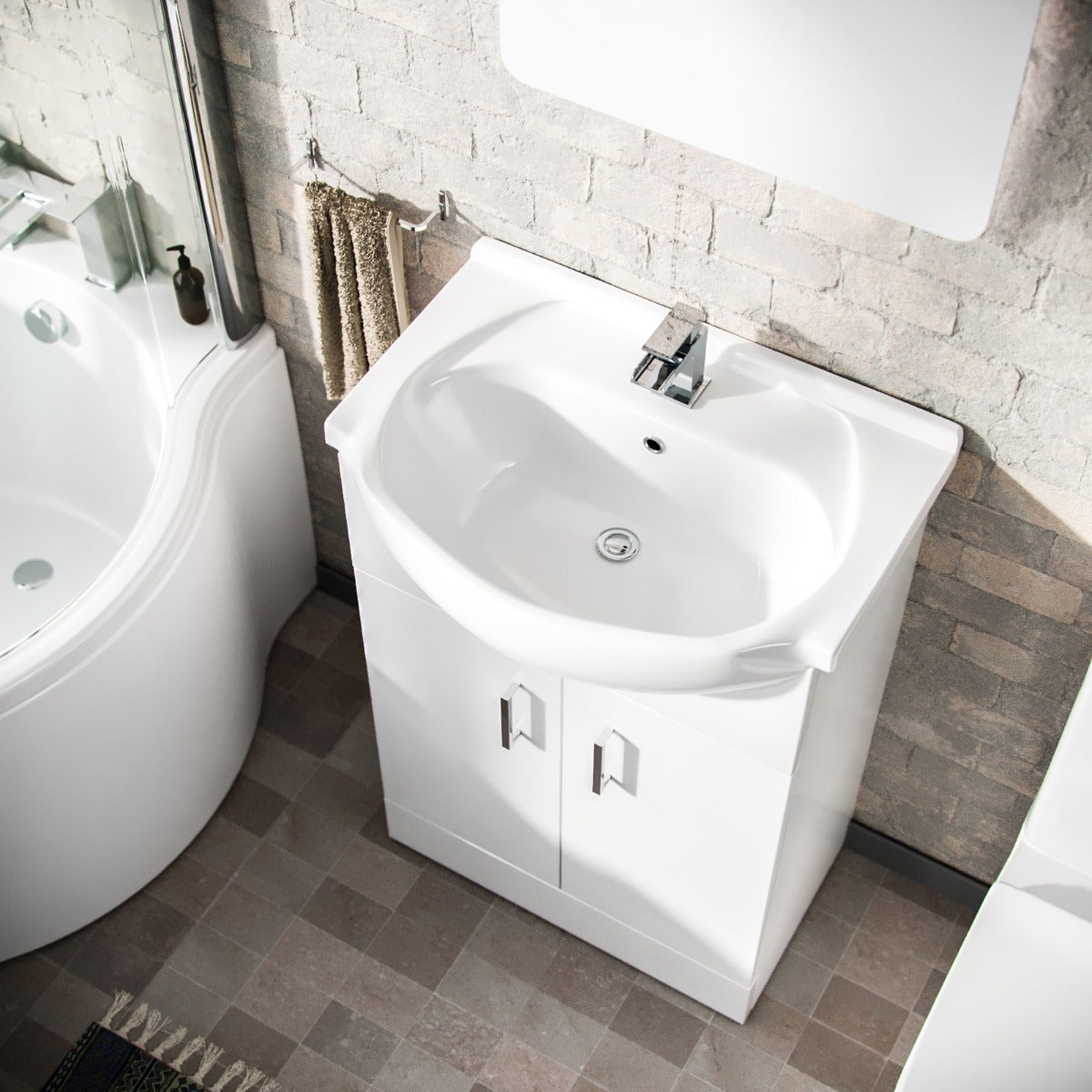 Ellen 550mm Vanity Unit with Basin and Curved Toilet White