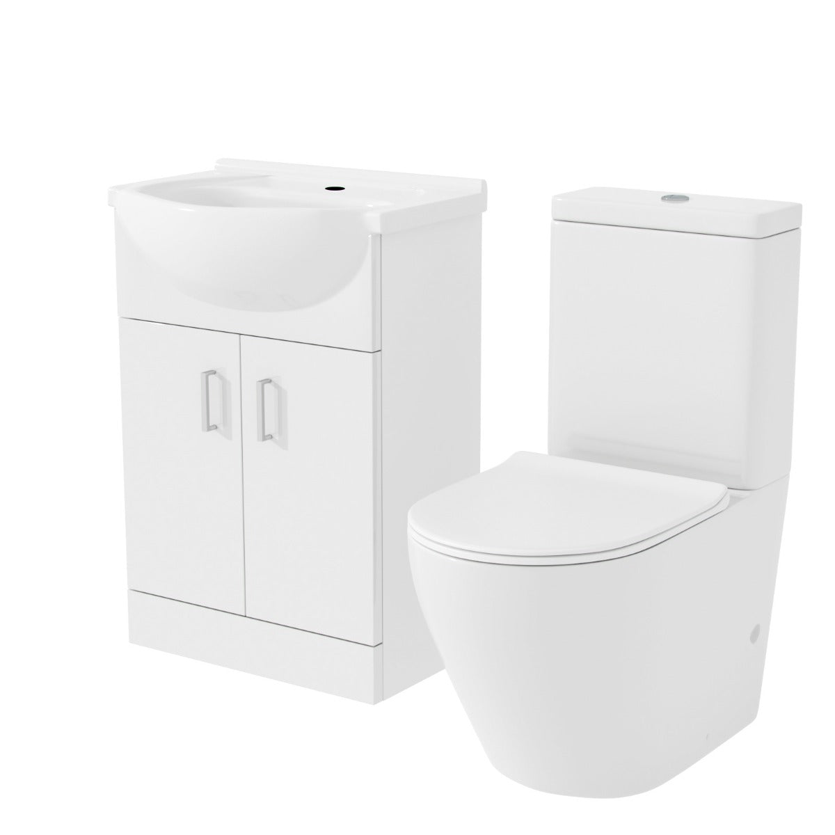 Ellen 550mm Vanity Unit with Basin and Curved Toilet White