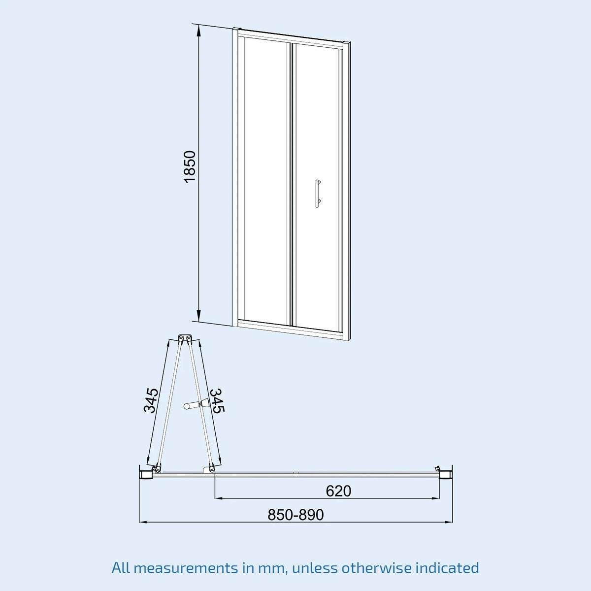 Jupiter Chrome 900mm Shower Bi-Fold Door 900mm Side Panel Enclosure & Tray