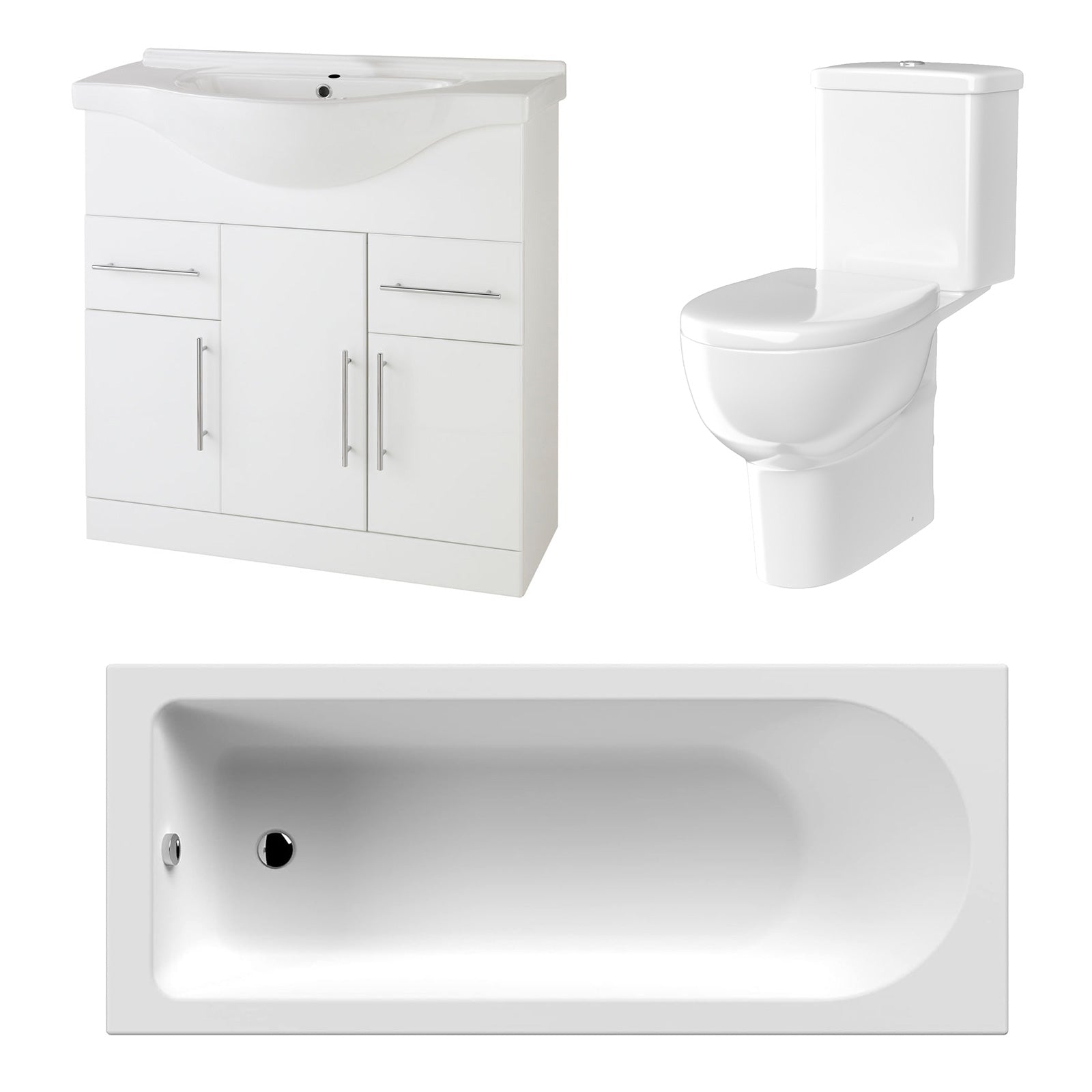 Modern White Bath Suite with Basin Vanity + Close Coupled Toilet