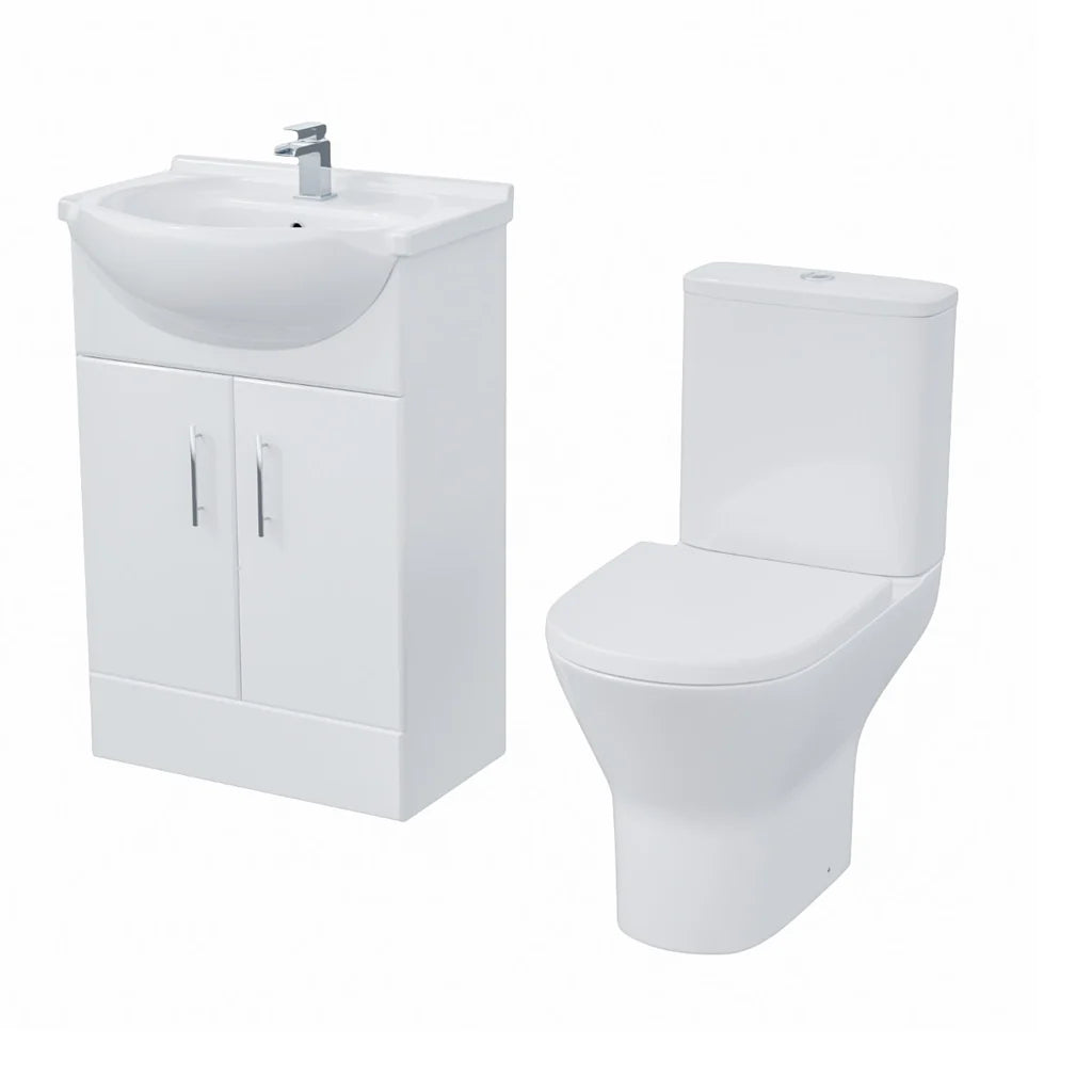 Ellen 550mm Floorstanding Basin Vanity Unit & Close Coupled Toilet White