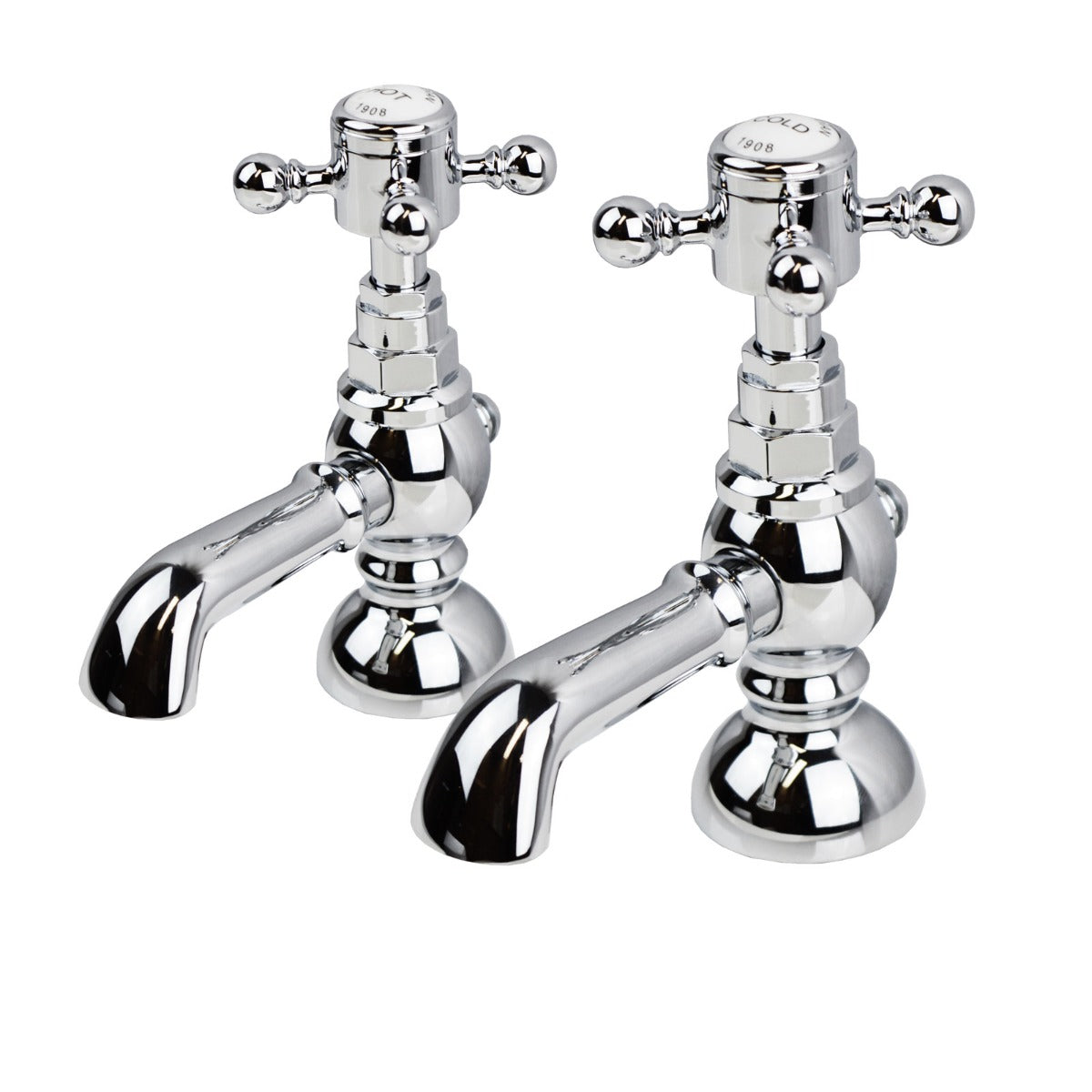 Churchill Edwardian Traditional Hot & Cold Twin Basin Taps Chrome