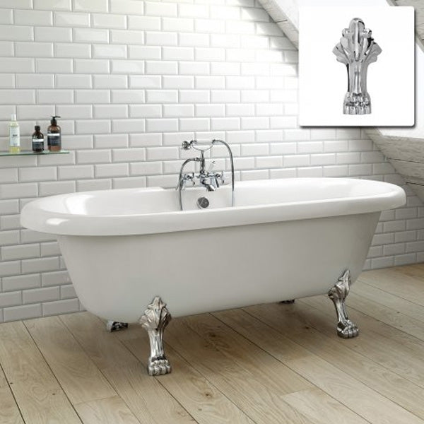 Kartell 1750 x 760mm White Freestanding Bath With Chrome Leg