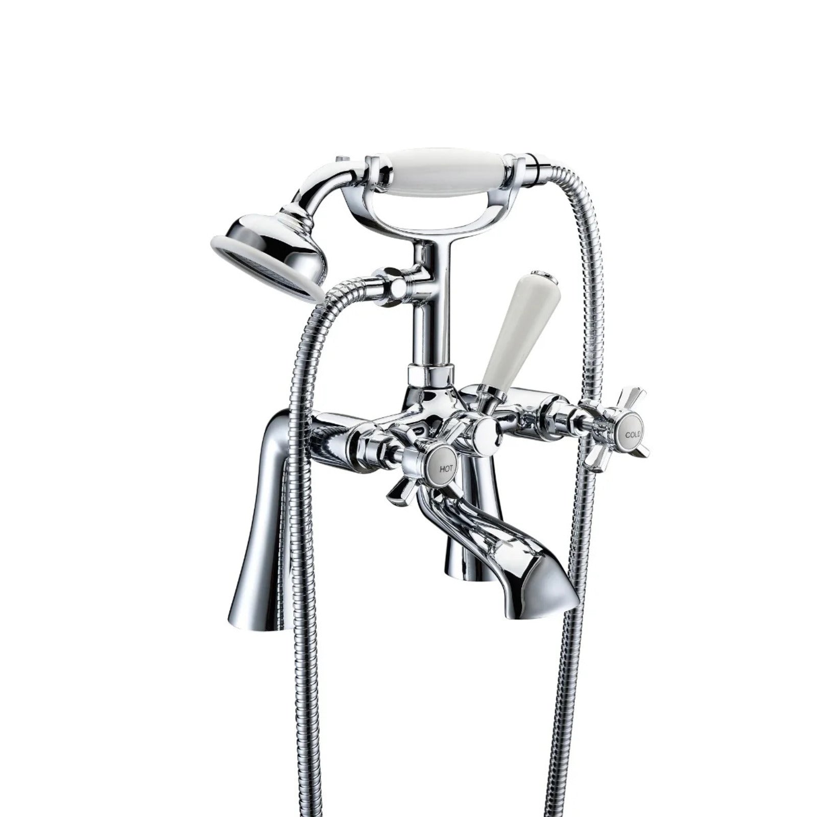 Edwardian Traditional Freestanding Cross Head Lever Bath Shower Mixer Tap