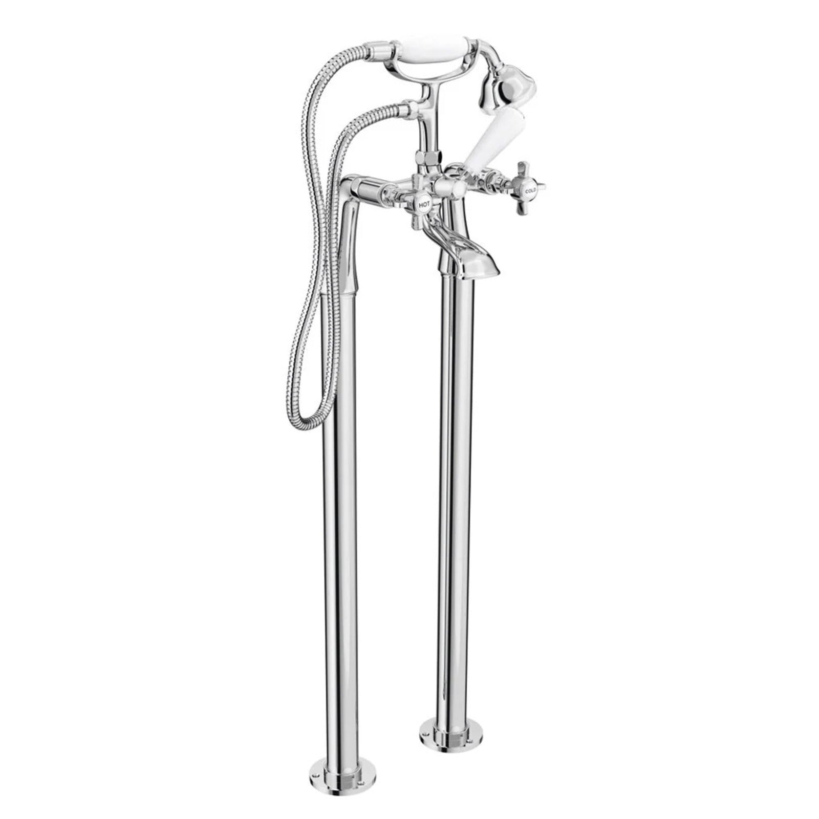 Edwardian Traditional Freestanding Cross Head Lever Bath Shower Mixer Tap
