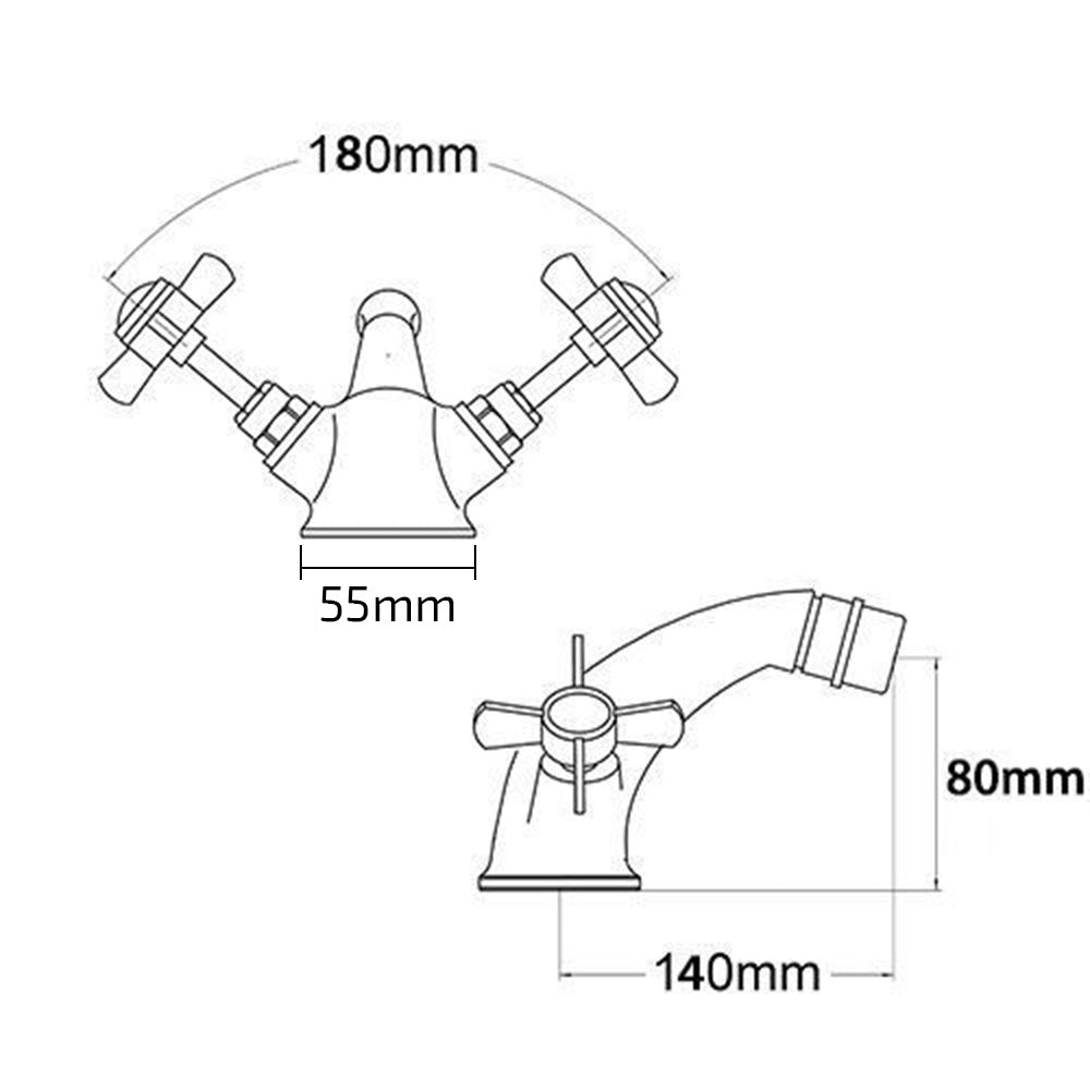 Edwardian Traditional Chrome Cross Head Design Basin Mono Mixer Tap