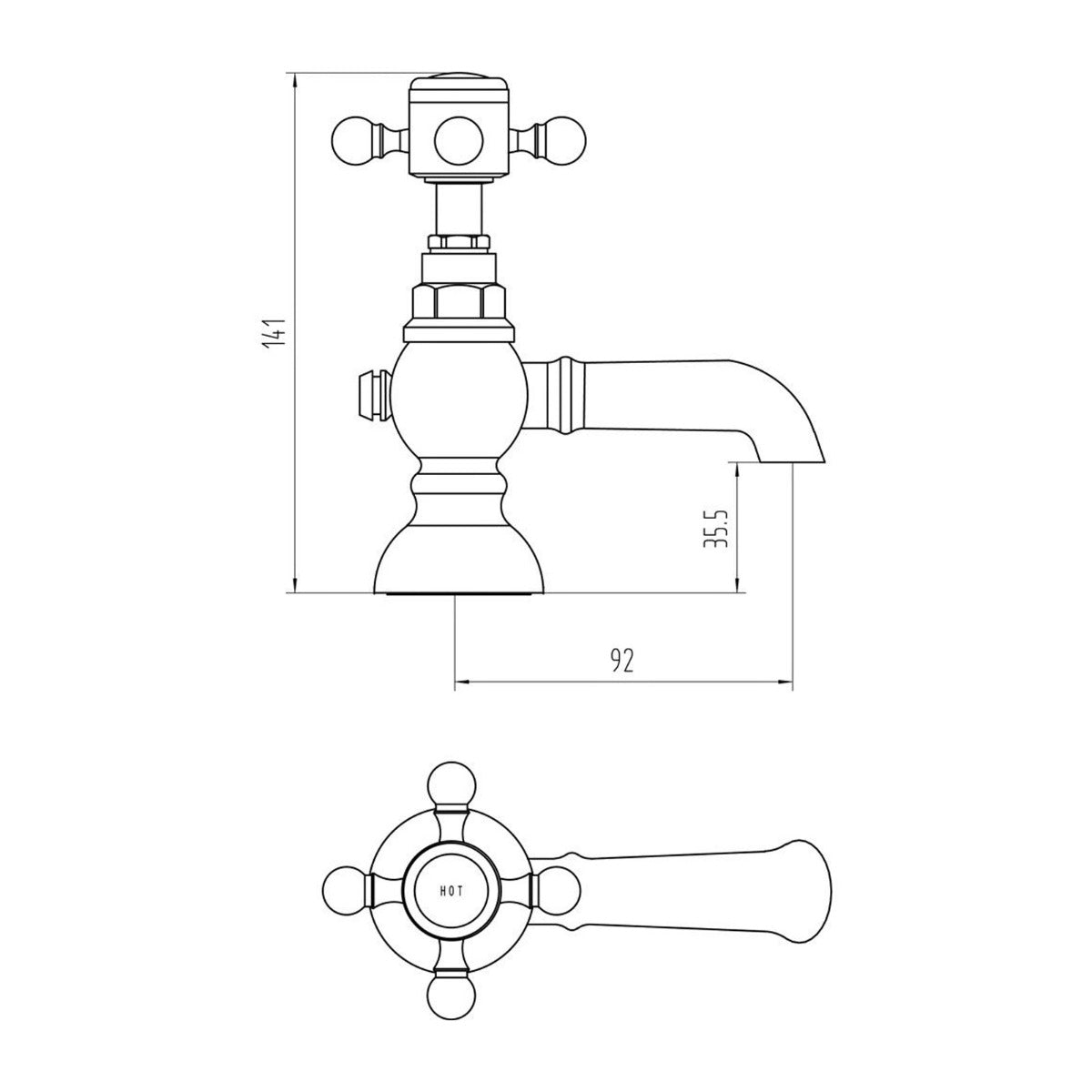 Churchill Edwardian Traditional Hot & Cold Twin Basin Taps Chrome