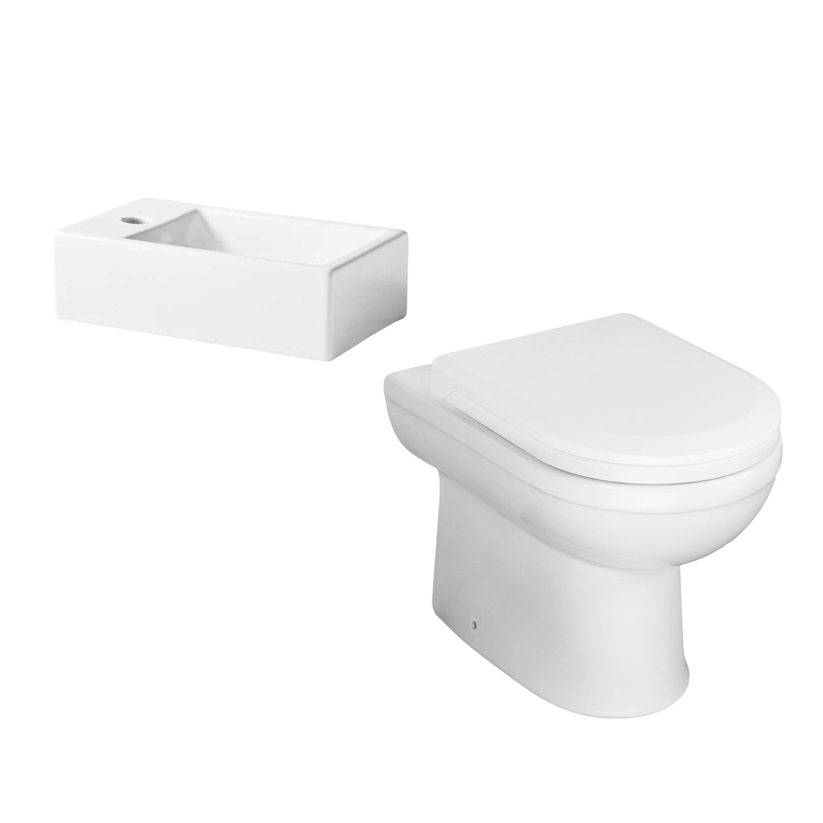 Melbourne Cloakroom Round BTW Toilet & Wall Hung Basin Left Hand Set