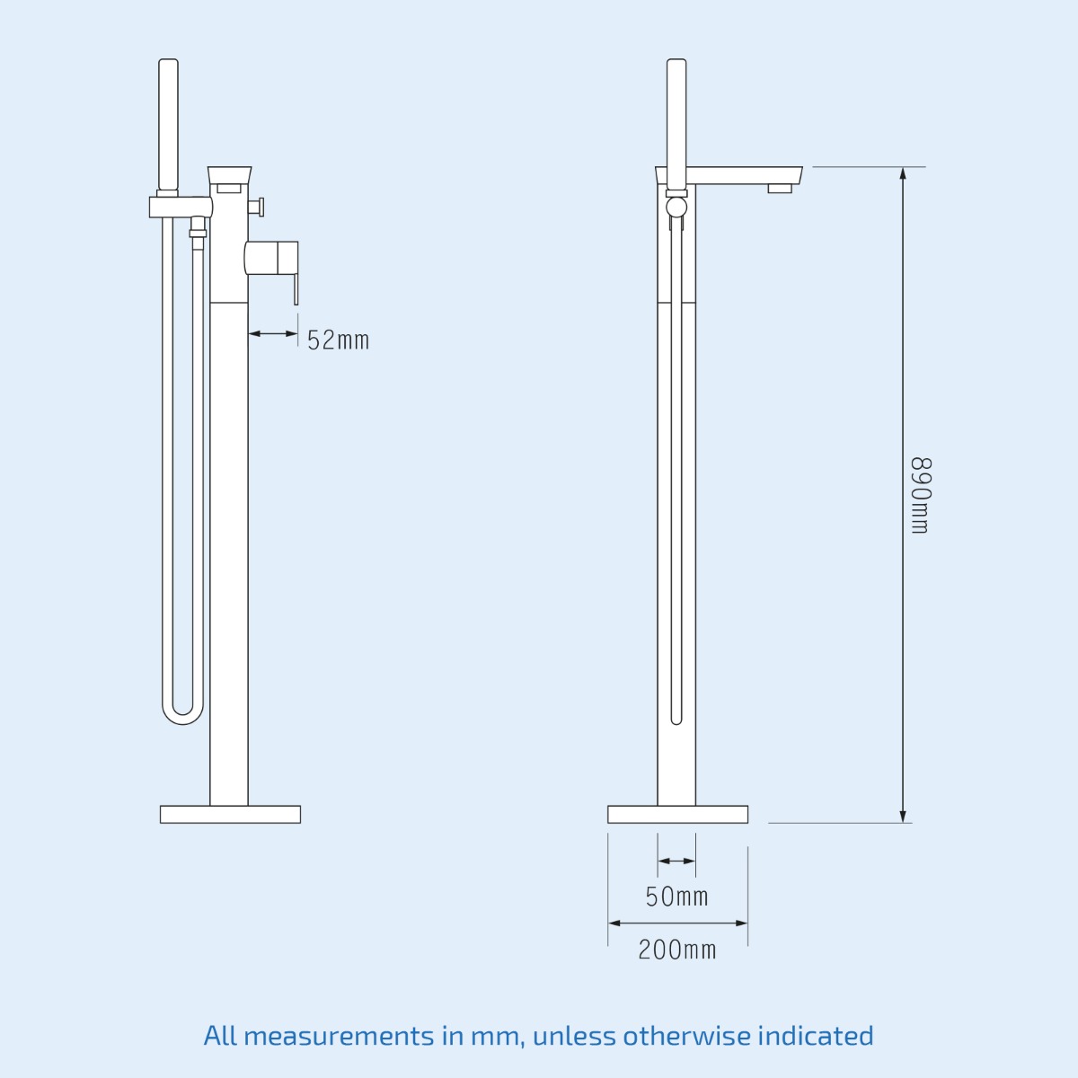 Chrome Perth Floor Standing Bath Shower Mixer Tap