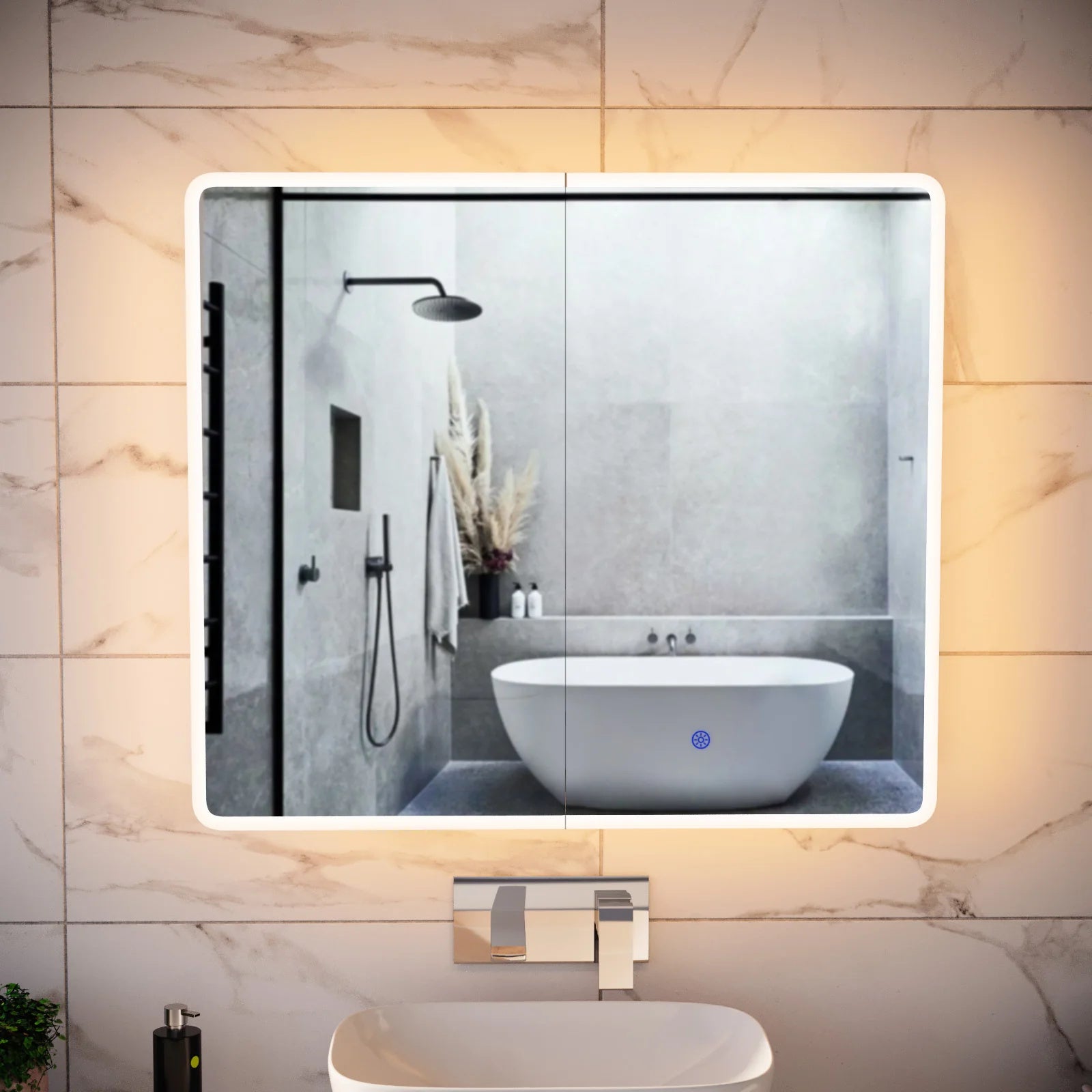 LED Bathroom Mirror Cabinet 2 Doors 800 x 130 x 700mm with Sensor