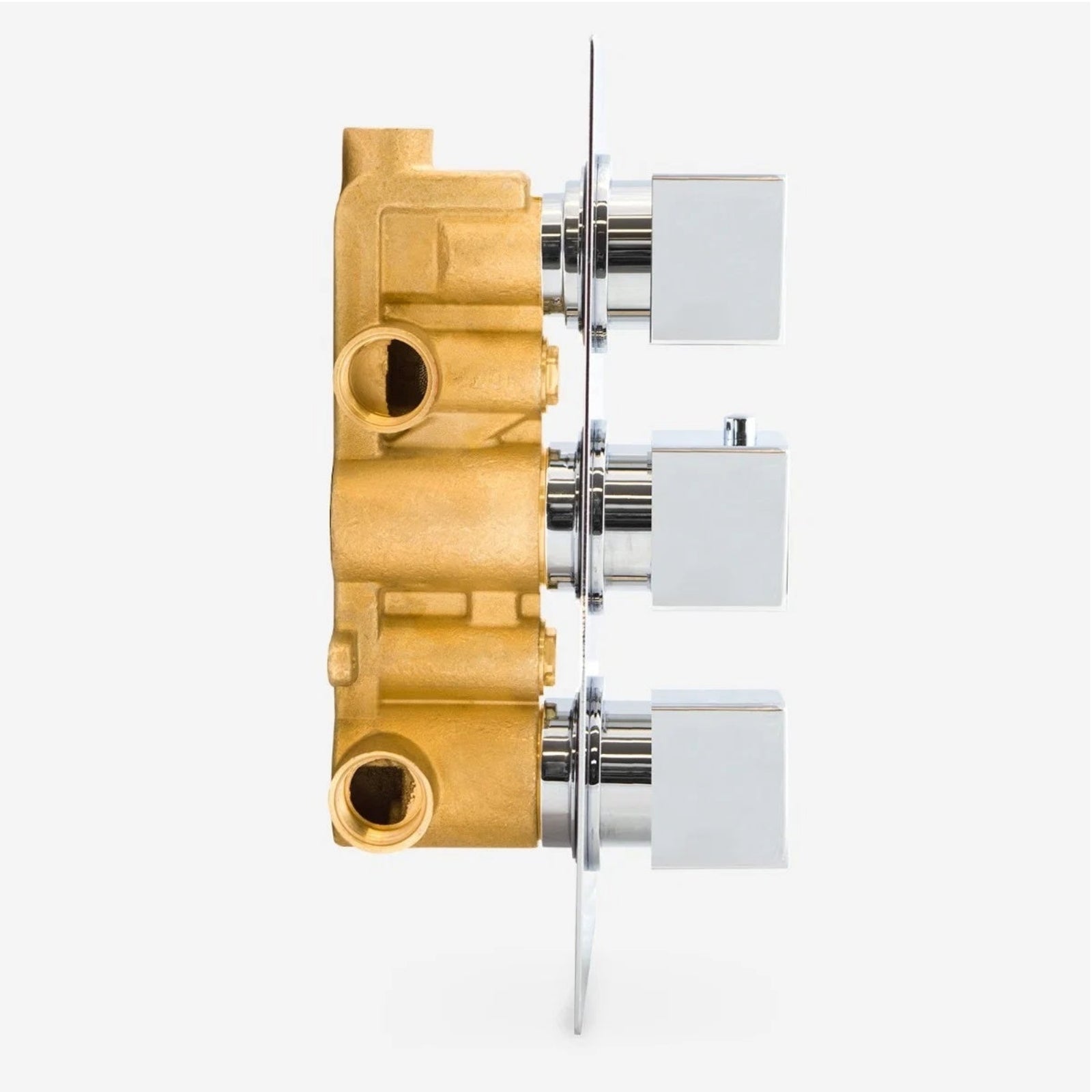 Lilly Chrome 3 Dial 3 Way Square Concealed Thermostatic Mixer Valve, Slider Rail, Square Handset, Square Ceiling Shower Head, Bath Filler & Waste
