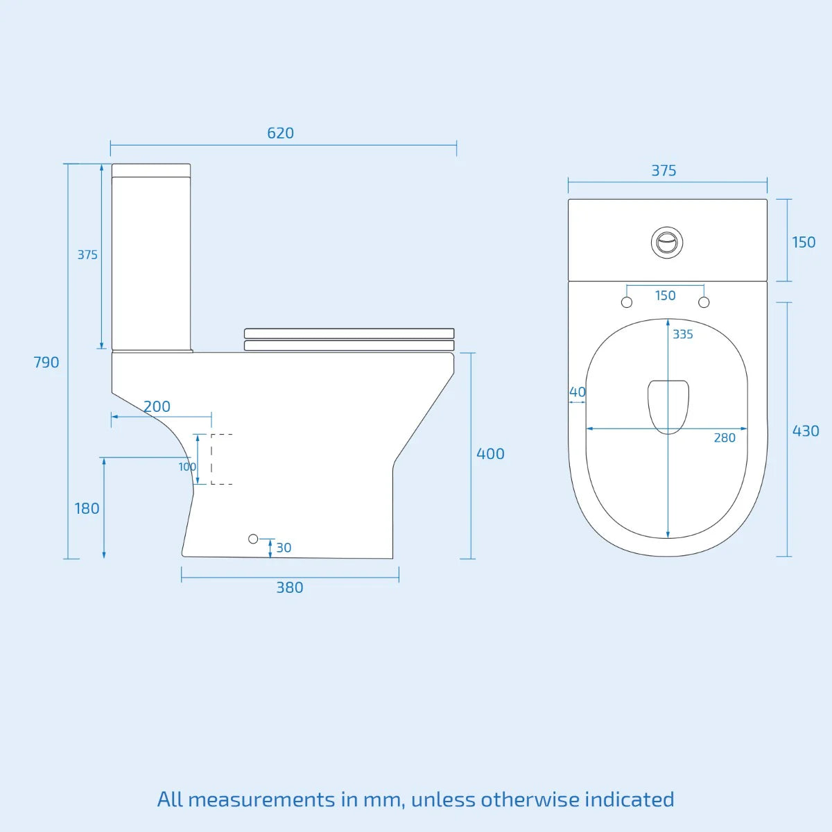 Ellen 550mm Freestanding Vanity with Close Coupled Toilet, Shower Bath & Taps Set