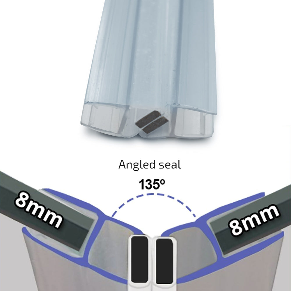 Clear 135° Magnetic Shower Enclosure Seal 8mm x 2000mm