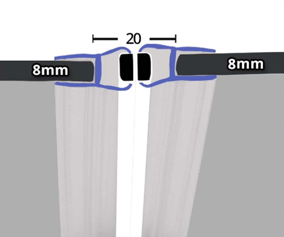 Clear 180° Magnetic Shower Enclosure Seal 8mm x 2000mm