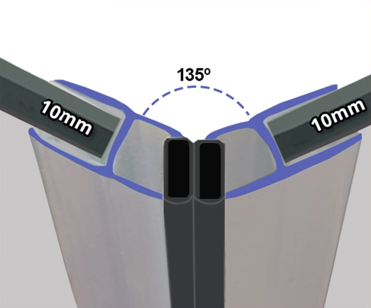 Clear 135° Magnetic Shower Enclosure Seal 10mm X 2000mm