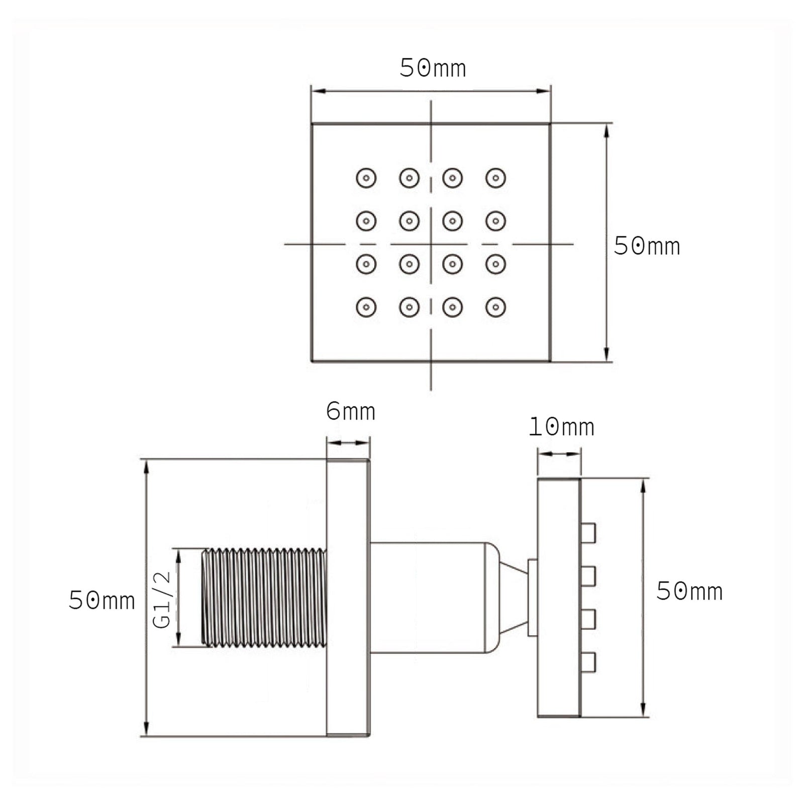 Olive Square 3 Way Concealed Thermostatic Shower Mixer Valve, Shower Head, Handheld, 4x Body Jets Set Chrome