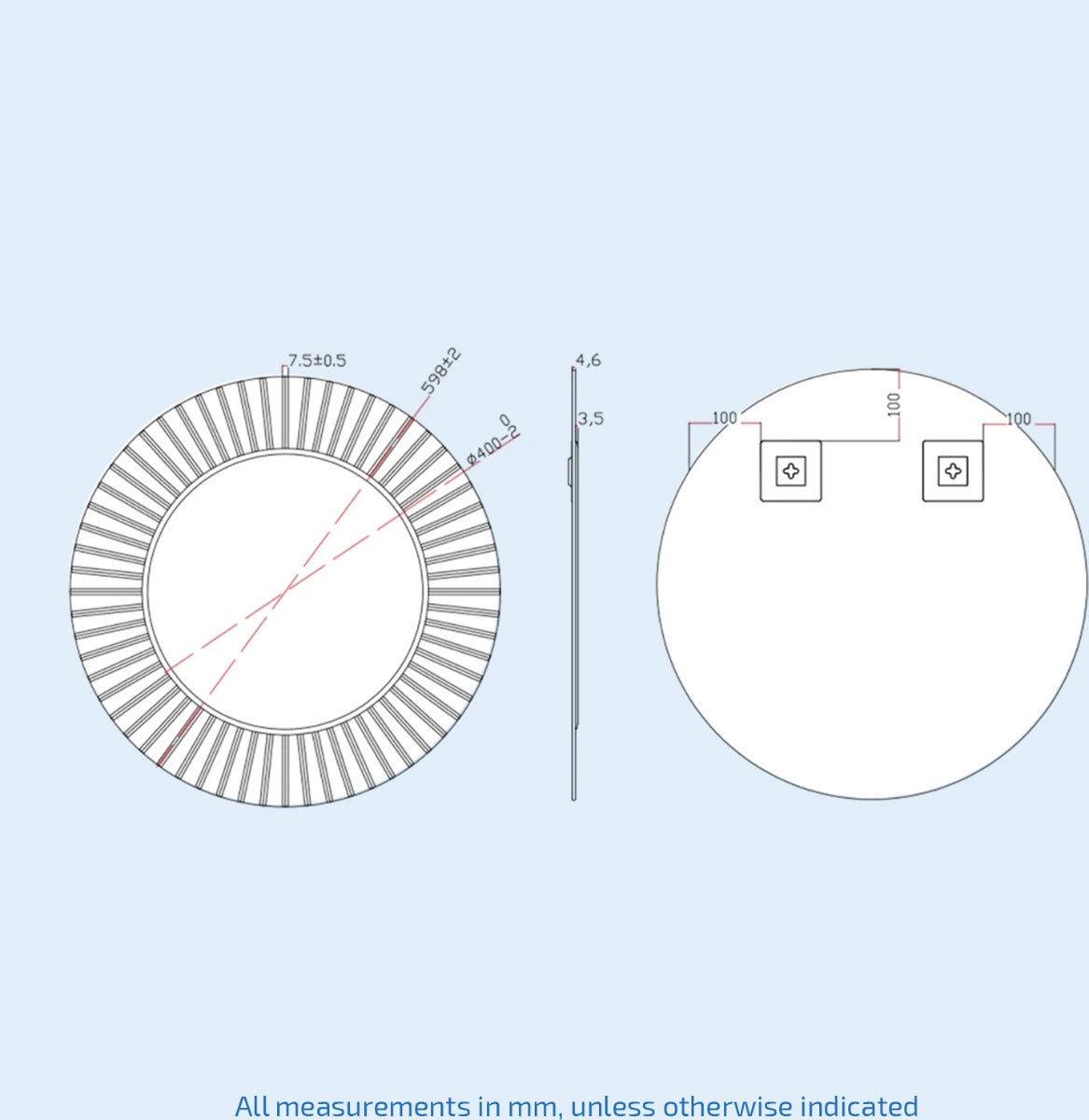 Bowen 600 Round Double Layer Mirror