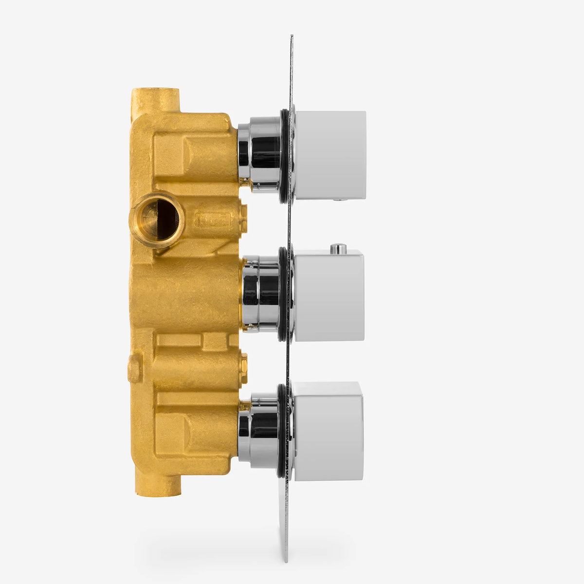 Modern Chrome Square 2-Way 3-Dial Concealed Thermostatic Shower Mixer Valve