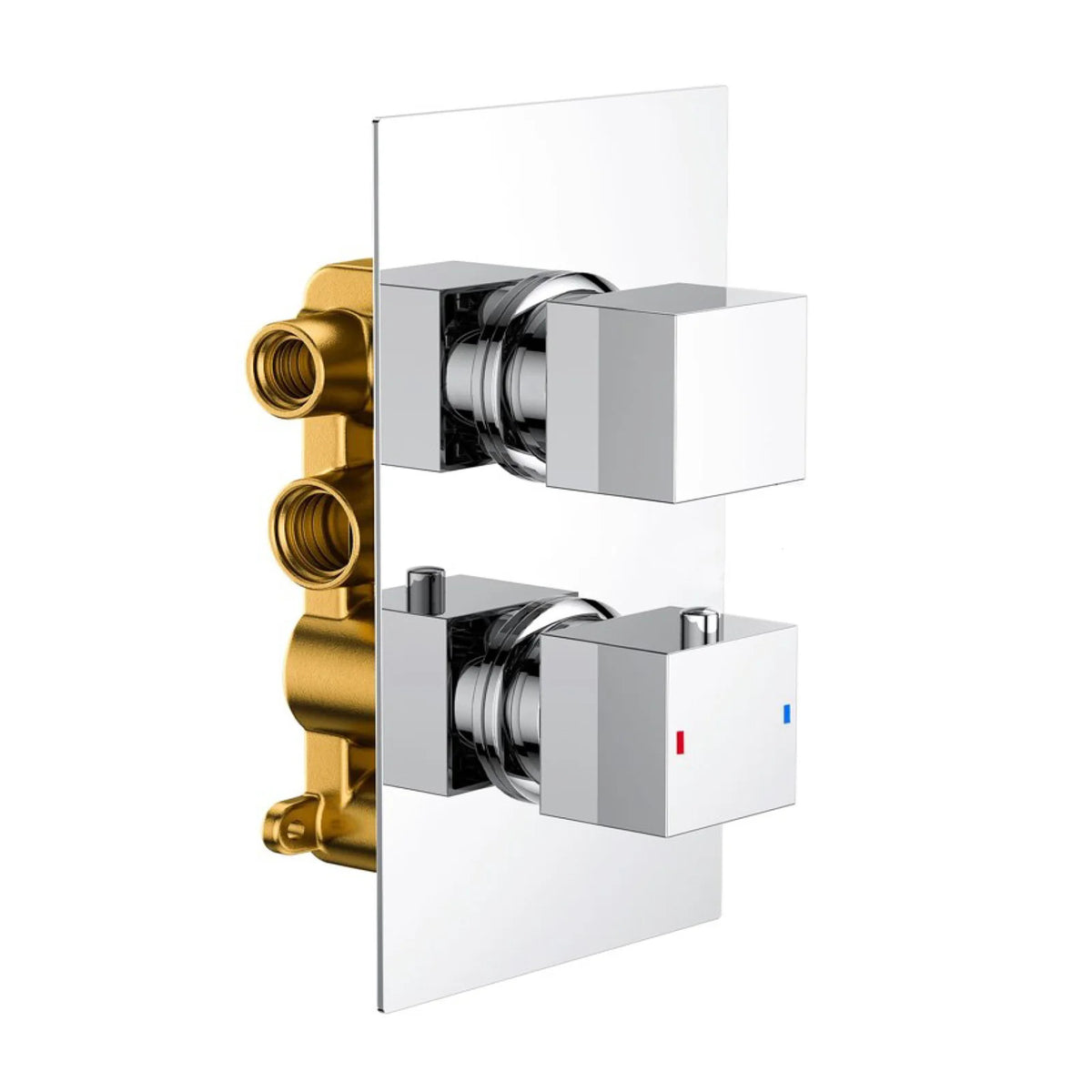 Modern Chrome Square 2-Way Concealed Thermostatic Shower Mixer Valve