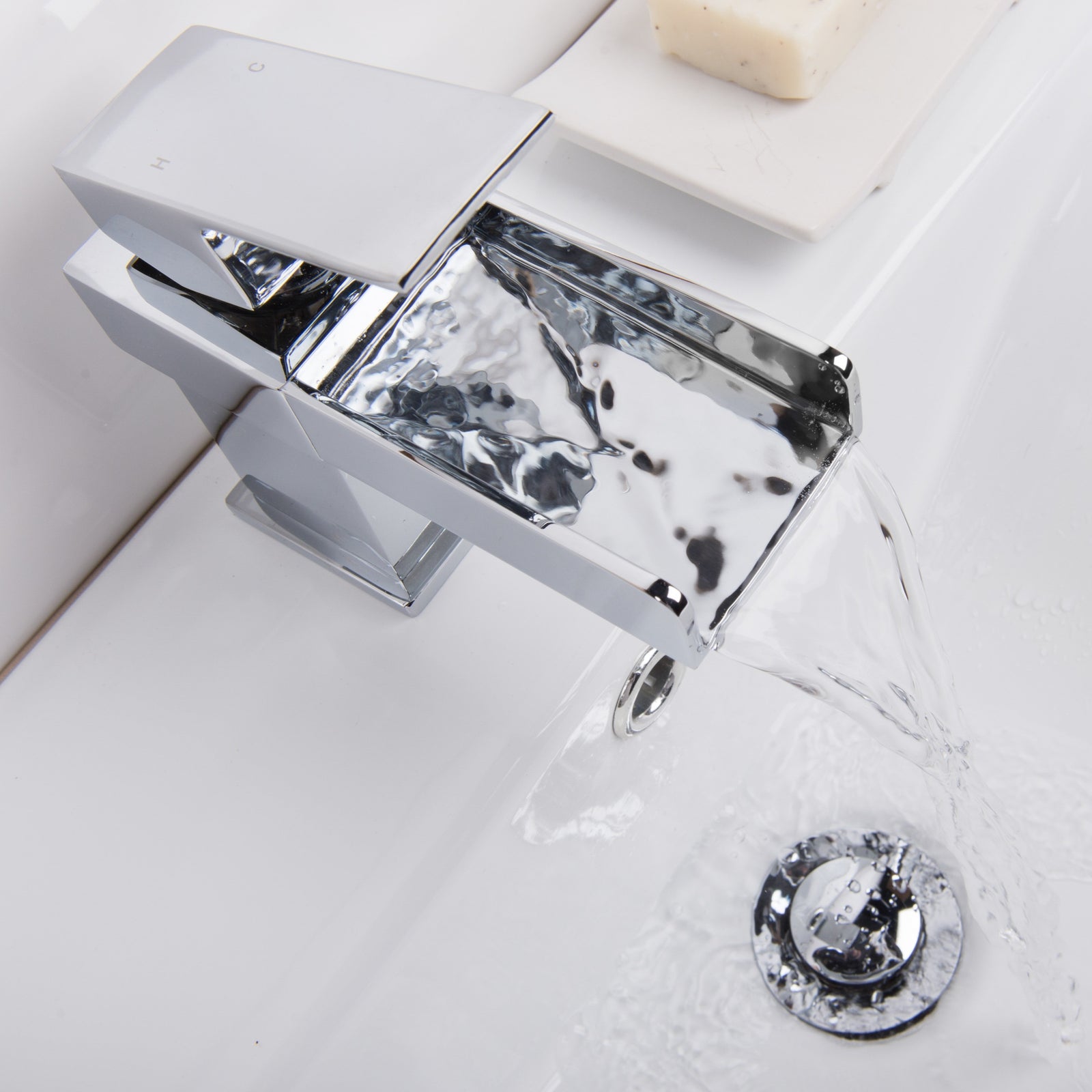 Saturn Contemporary Waterfall  Waterfall Single Lever Mono Mixer Tap