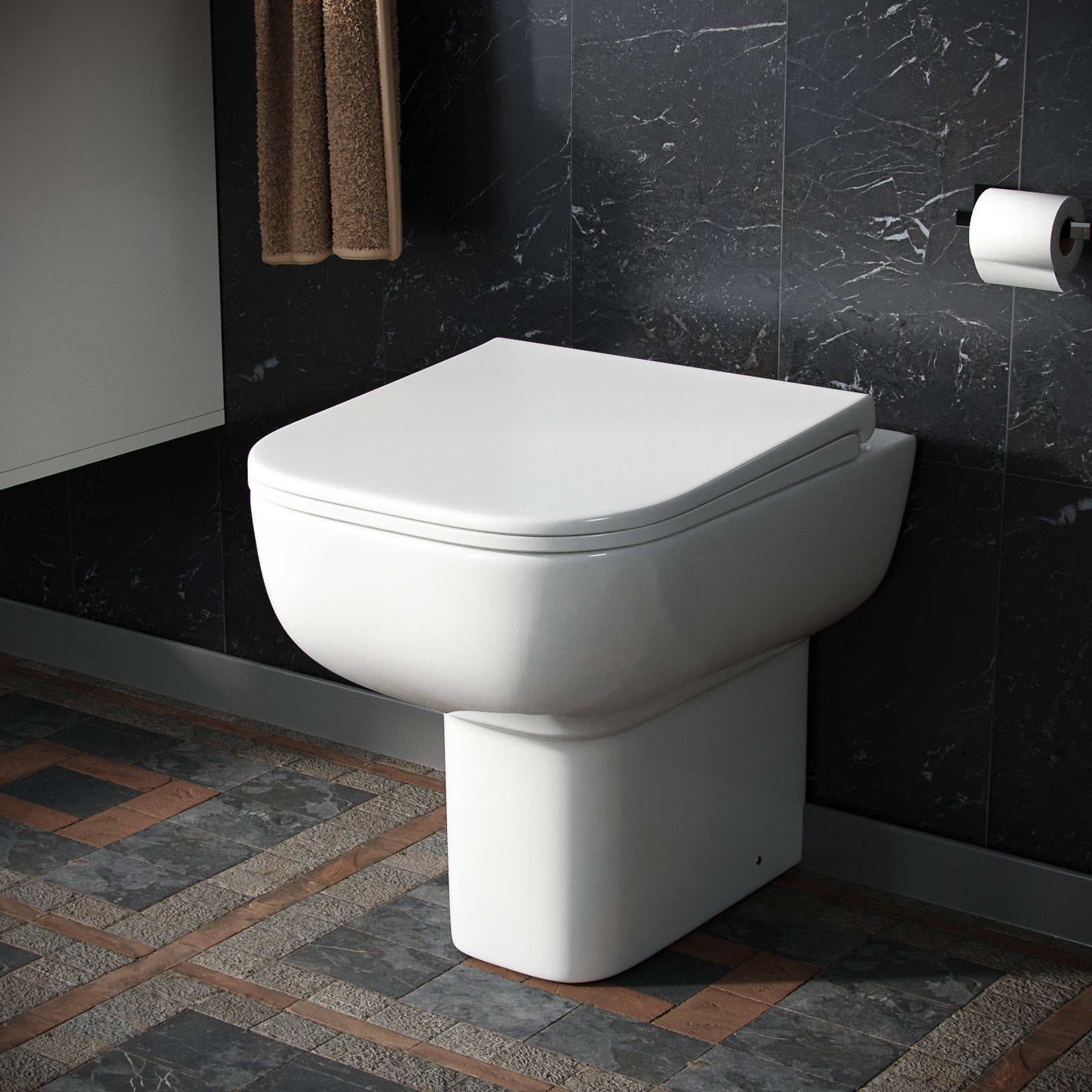 Debra Modern Rimless Back To Wall Toilet Pan & Soft Close Seat