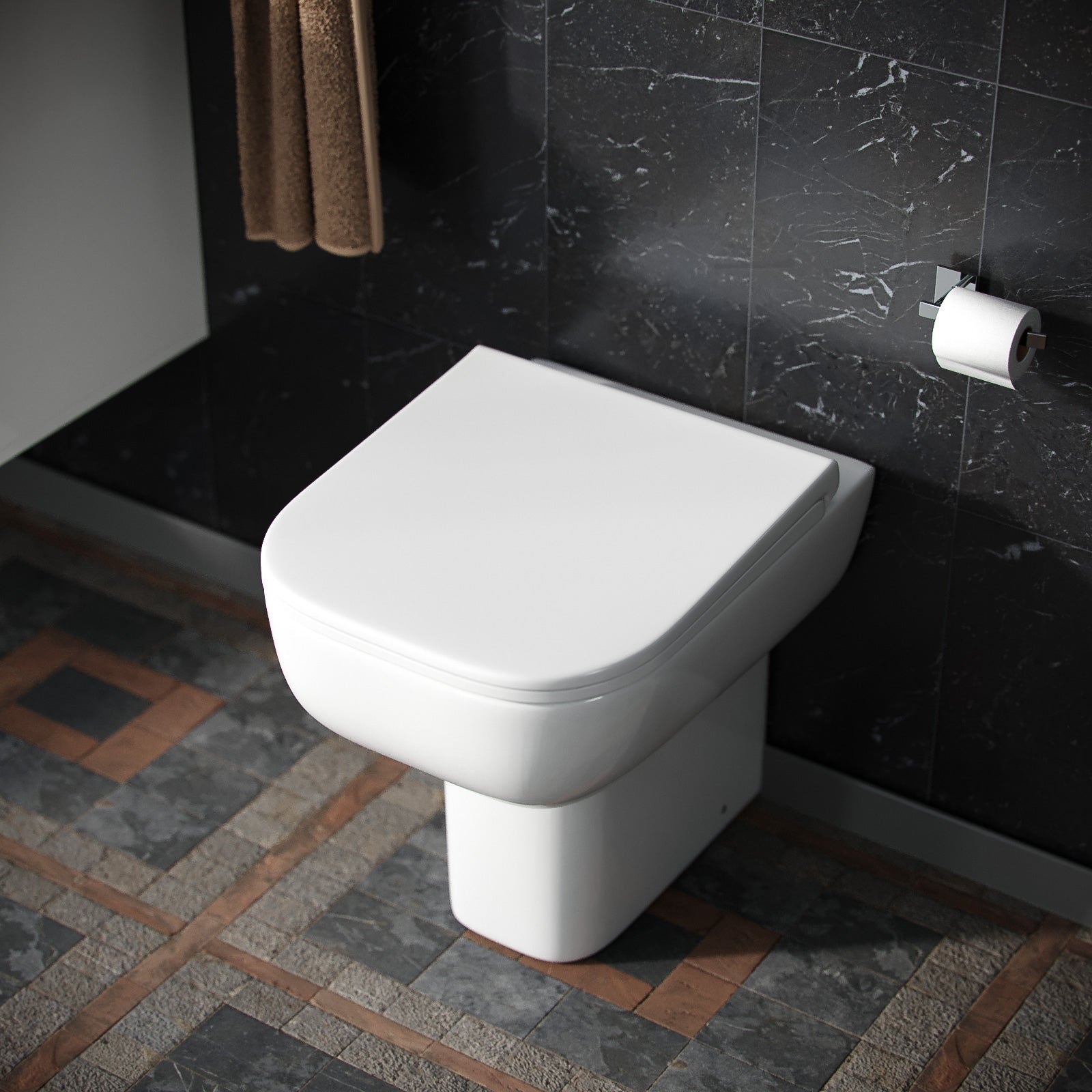 Debra Modern Rimless Back To Wall Toilet Pan & Soft Close Seat