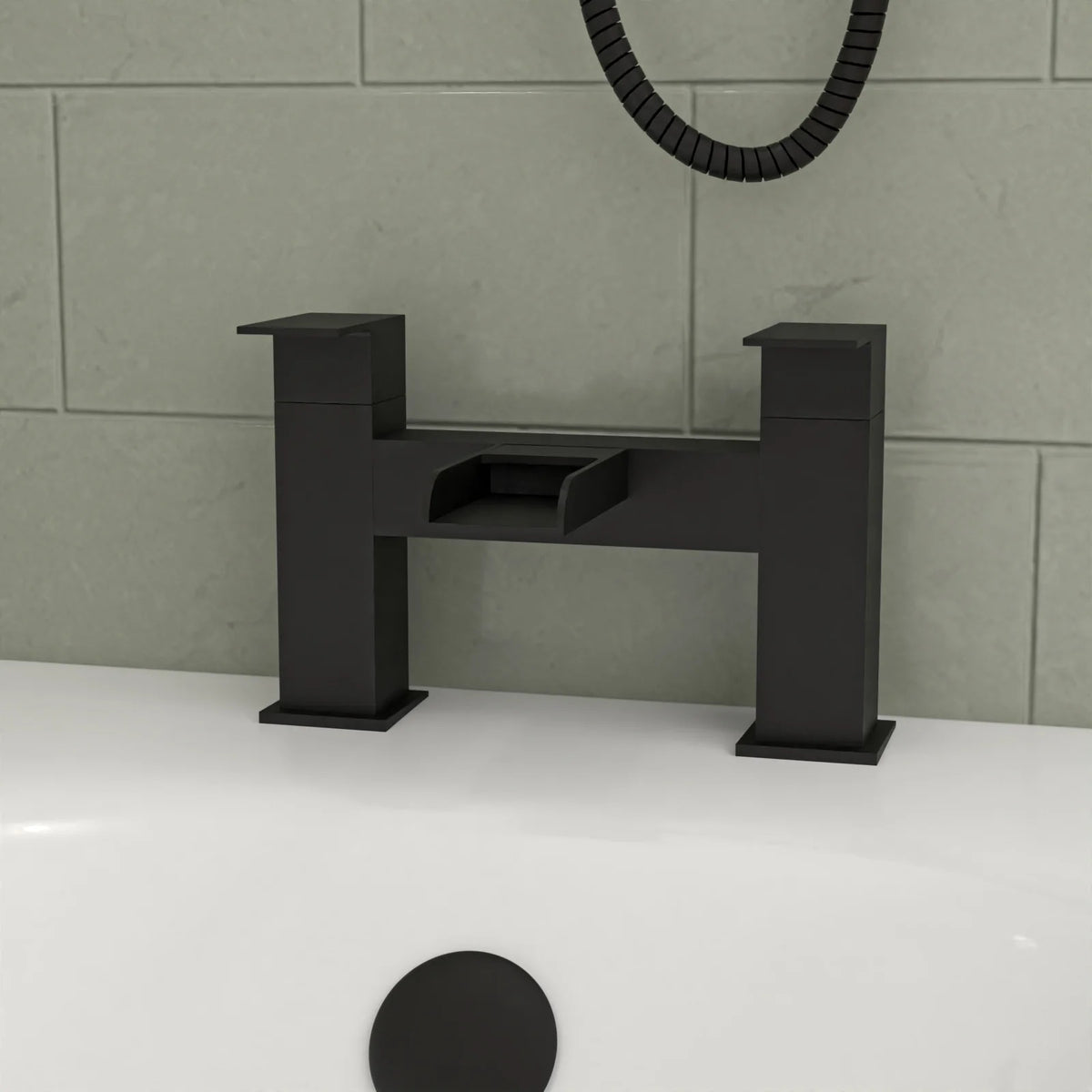 Nanuya 1700mm Bath with Screen, 600mm Anthracite Basin Vanity & Toilet - Complete Set with Matte Black Fittings