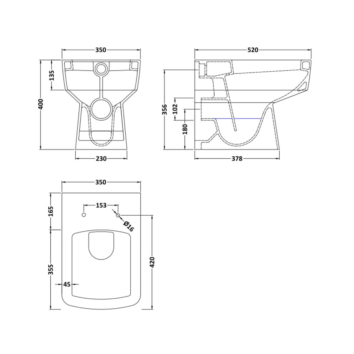 Afern Anthracite 500mm Vanity Basin Unit, WC Unit & Back to Wall Toilet