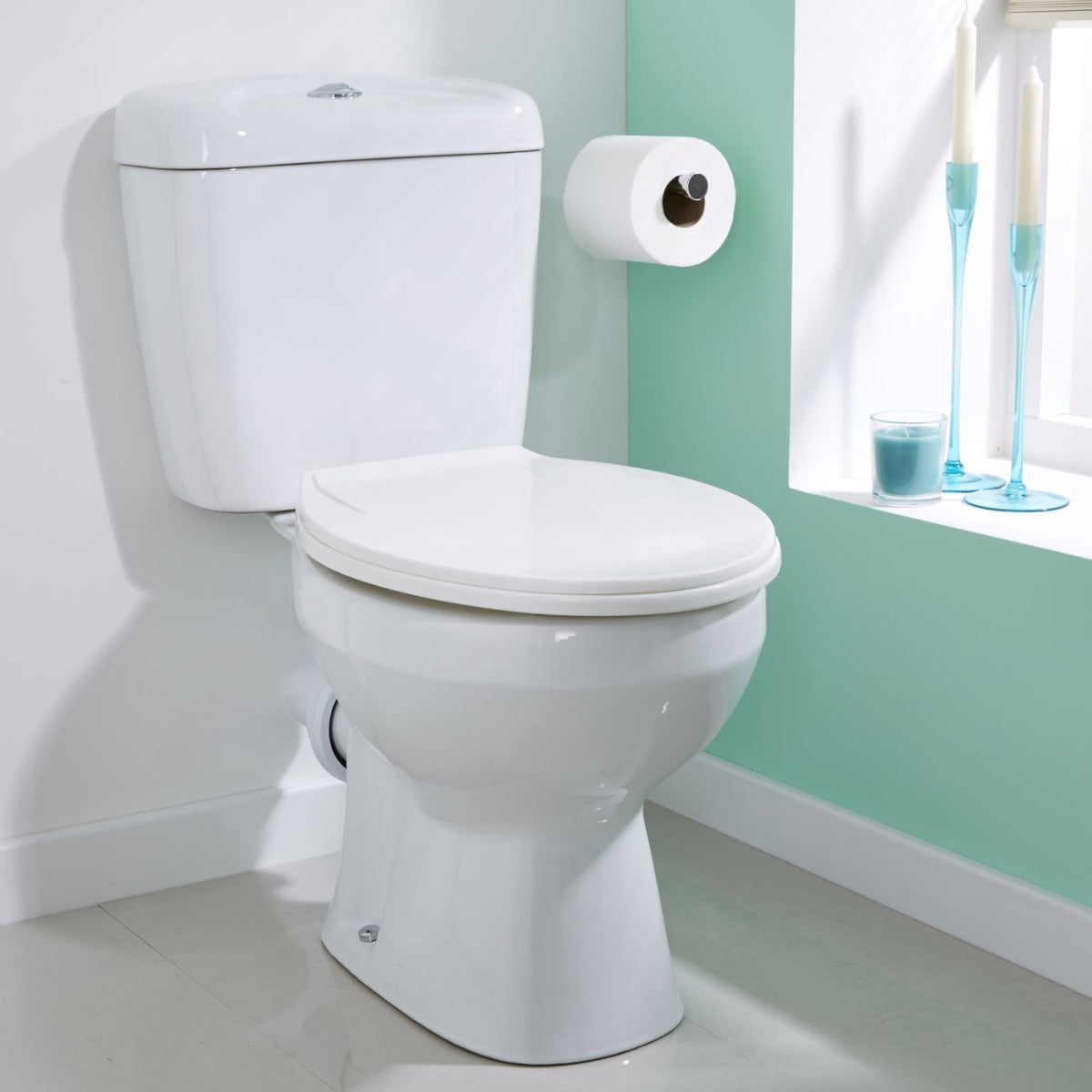Toppin Close Coupled Modern Cloakroom Bathroom Toilet Pan Cistern WC and Soft Close Seat White