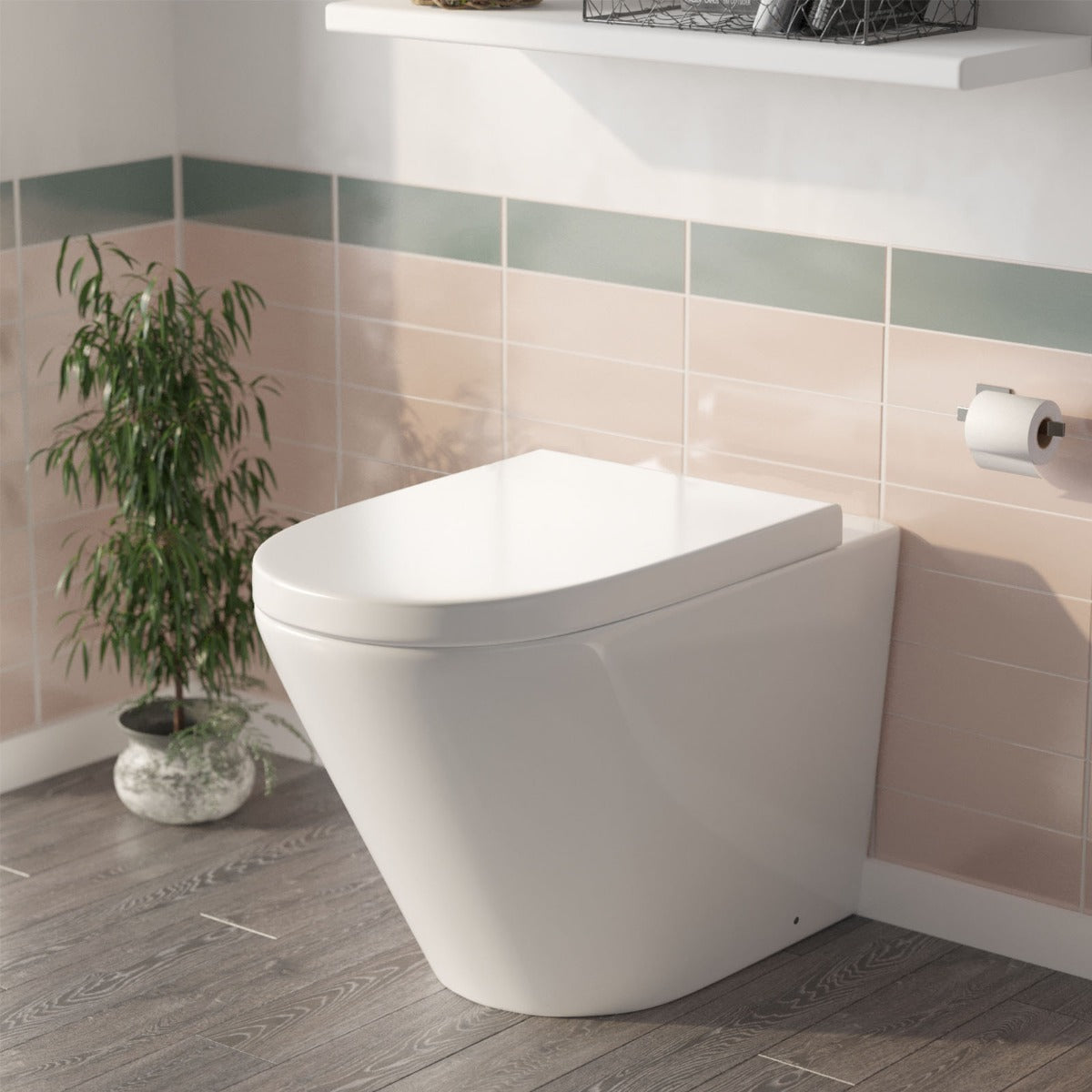 Aric 1100mm LH Bathroom Basin Combination Flat Pack Vanity Unit Grey and Ellis Back To Wall WC Toilet