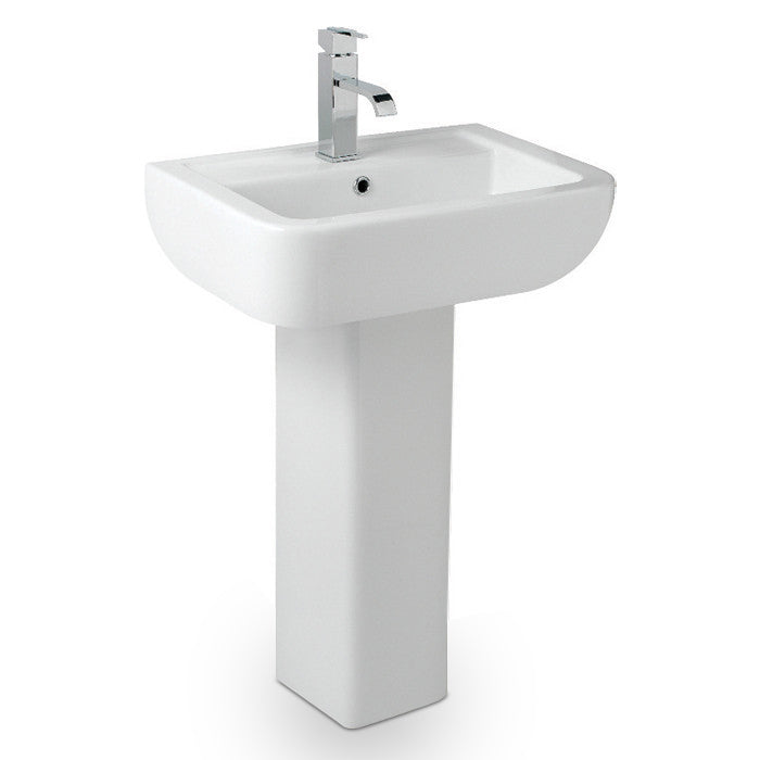 Haywood Modern Ceramic Toilet Pan, Dual Flush Cistern Soft Close Seat With Basin