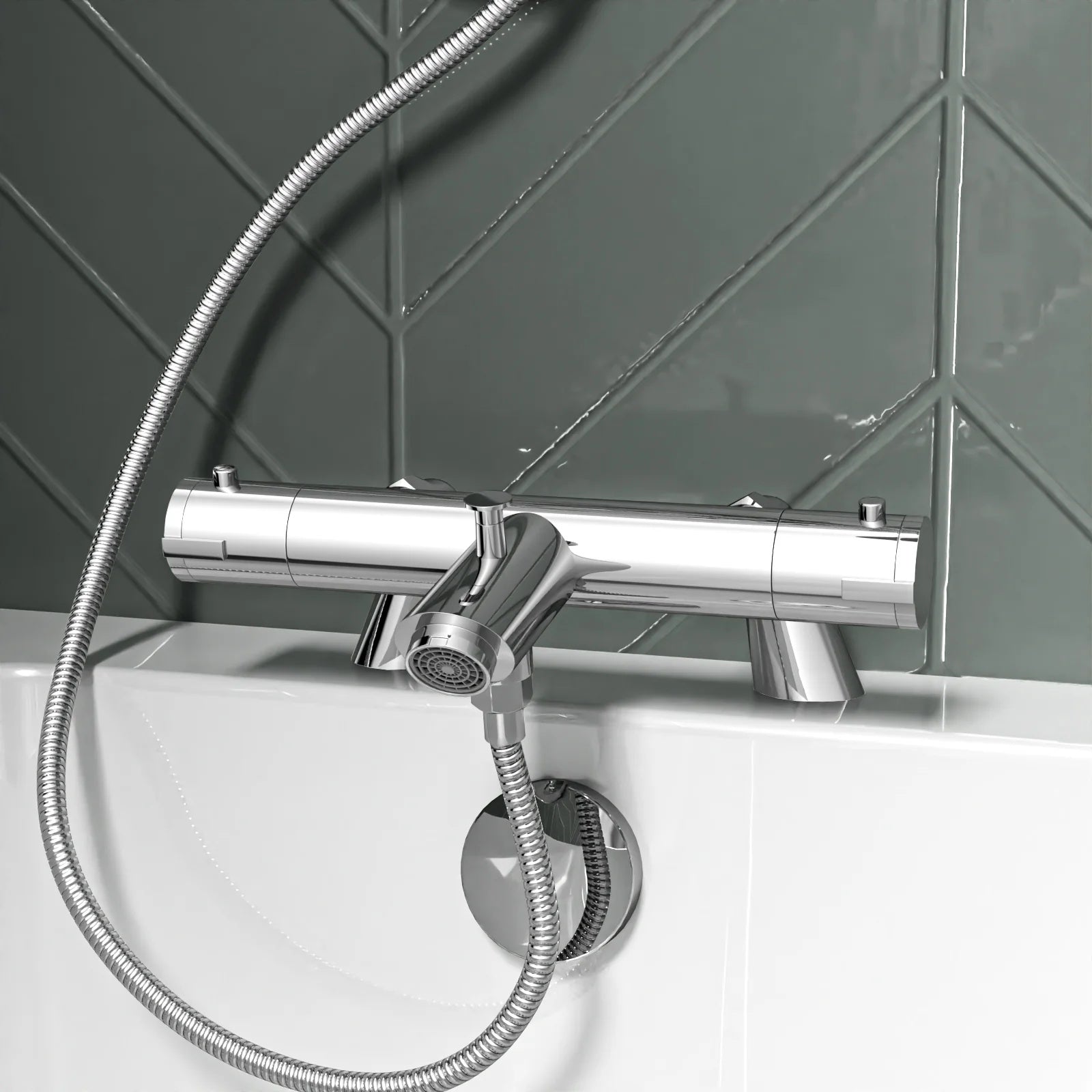 Overhead & Hand Shower Kit, Thermostatic Mixer & Filler Valve - Chrome