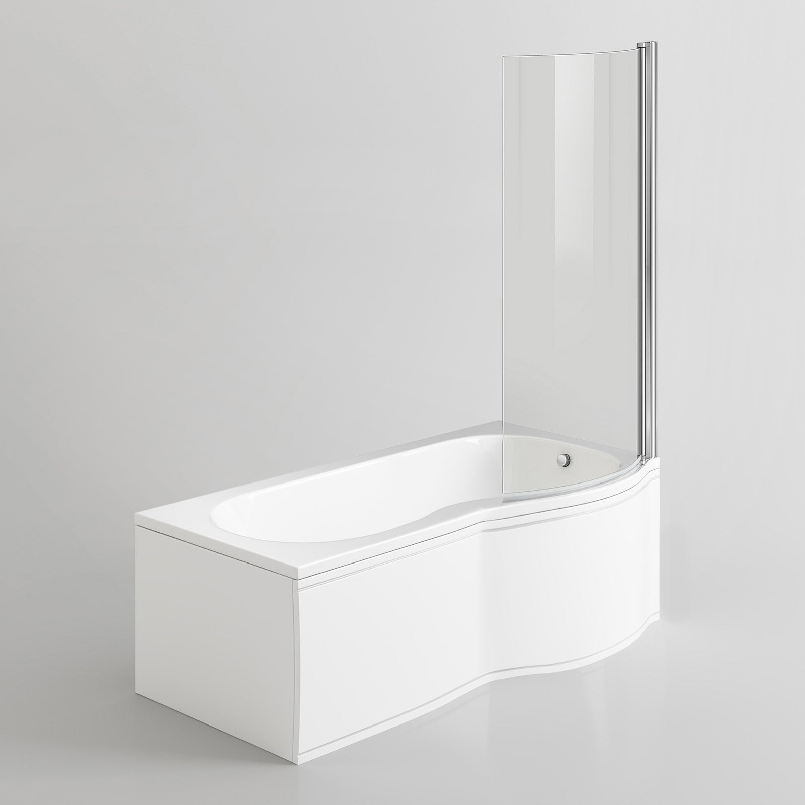 Diamond 1700 x 700mm P-Shaped Shower Bath with Bath Screen Right Hand