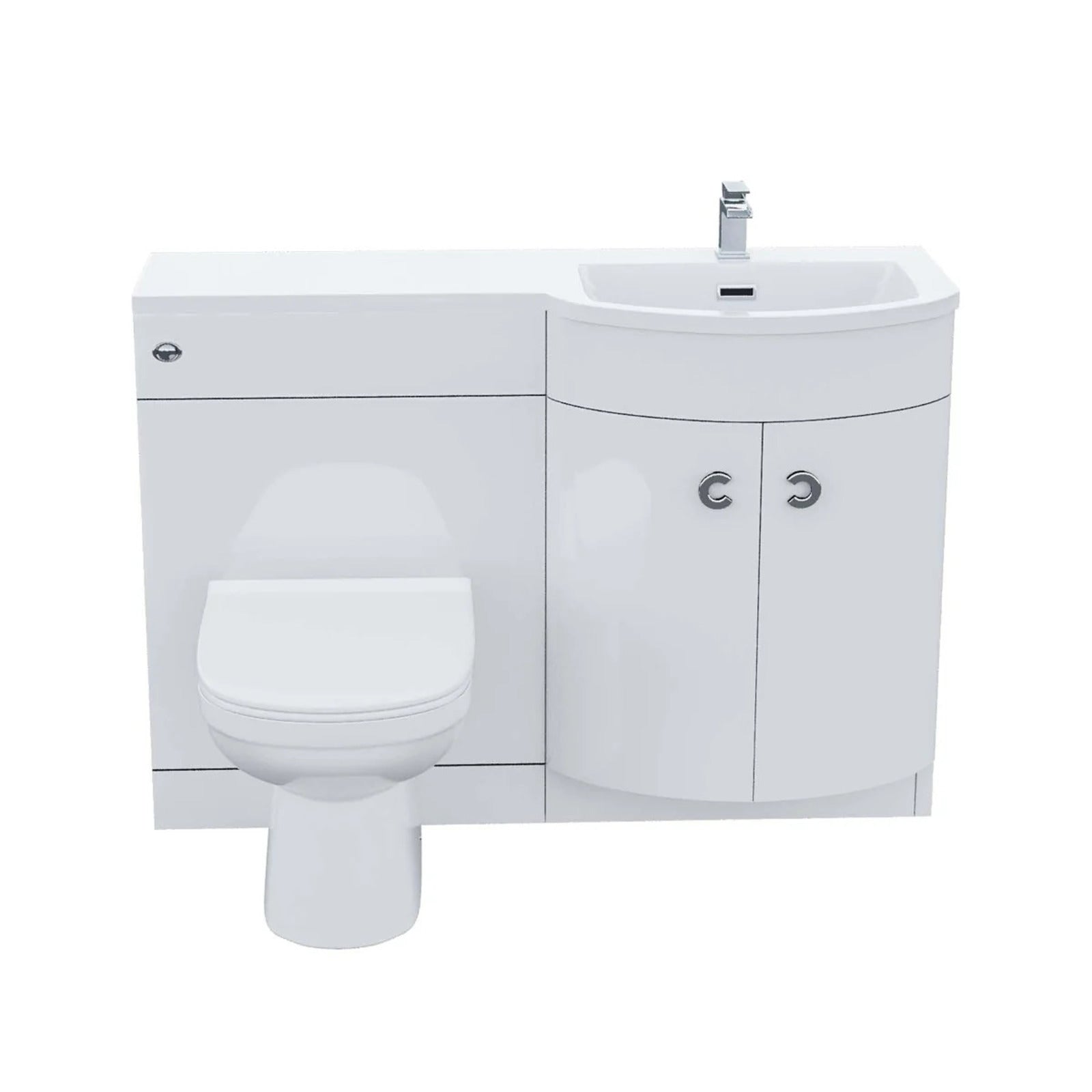 Dene 1100mm RH White Basin Vanity Flat Pack, WC Unit and BTW Toilet