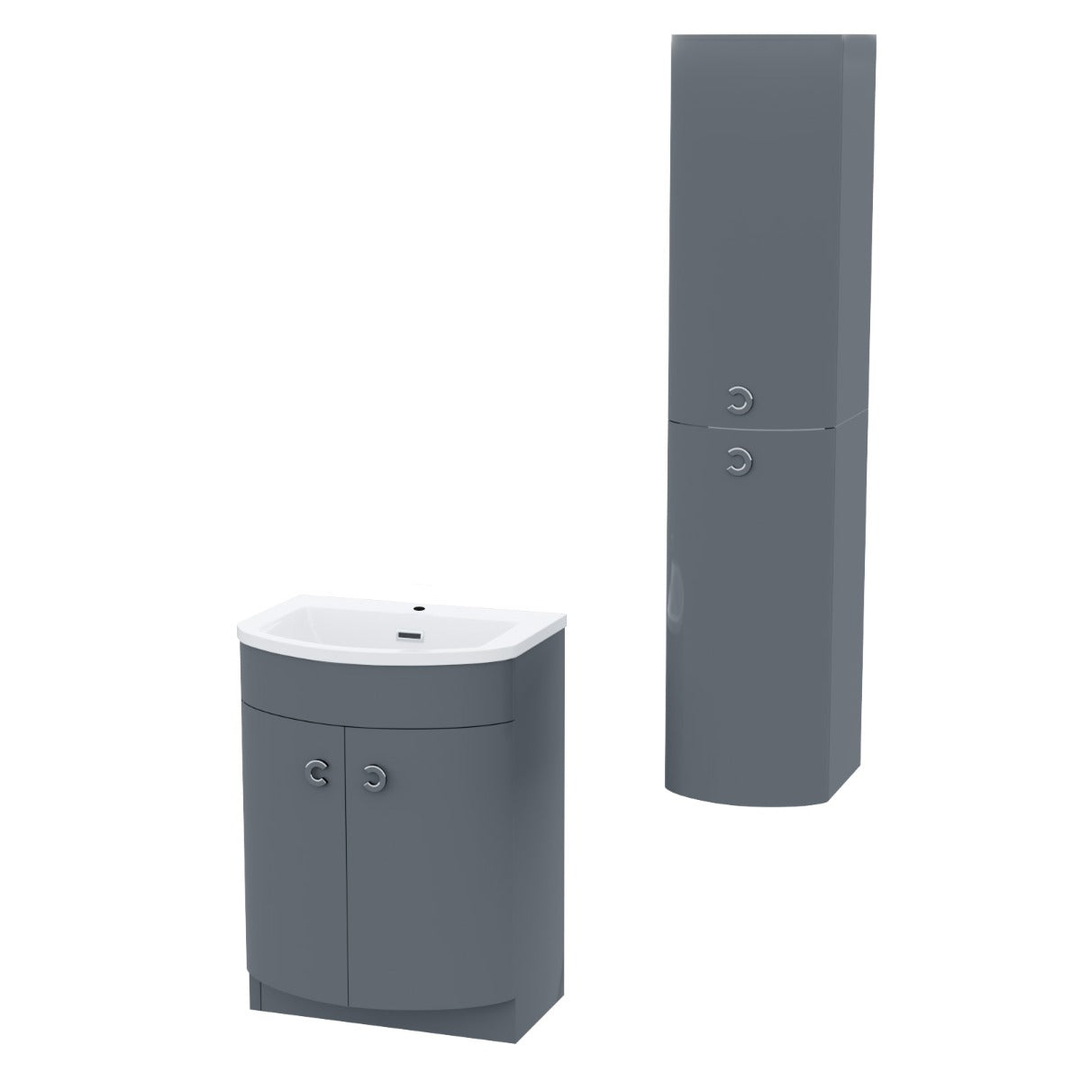 Dene Grey 600mm Vanity Basin Unit and Wall Storage Cabinet