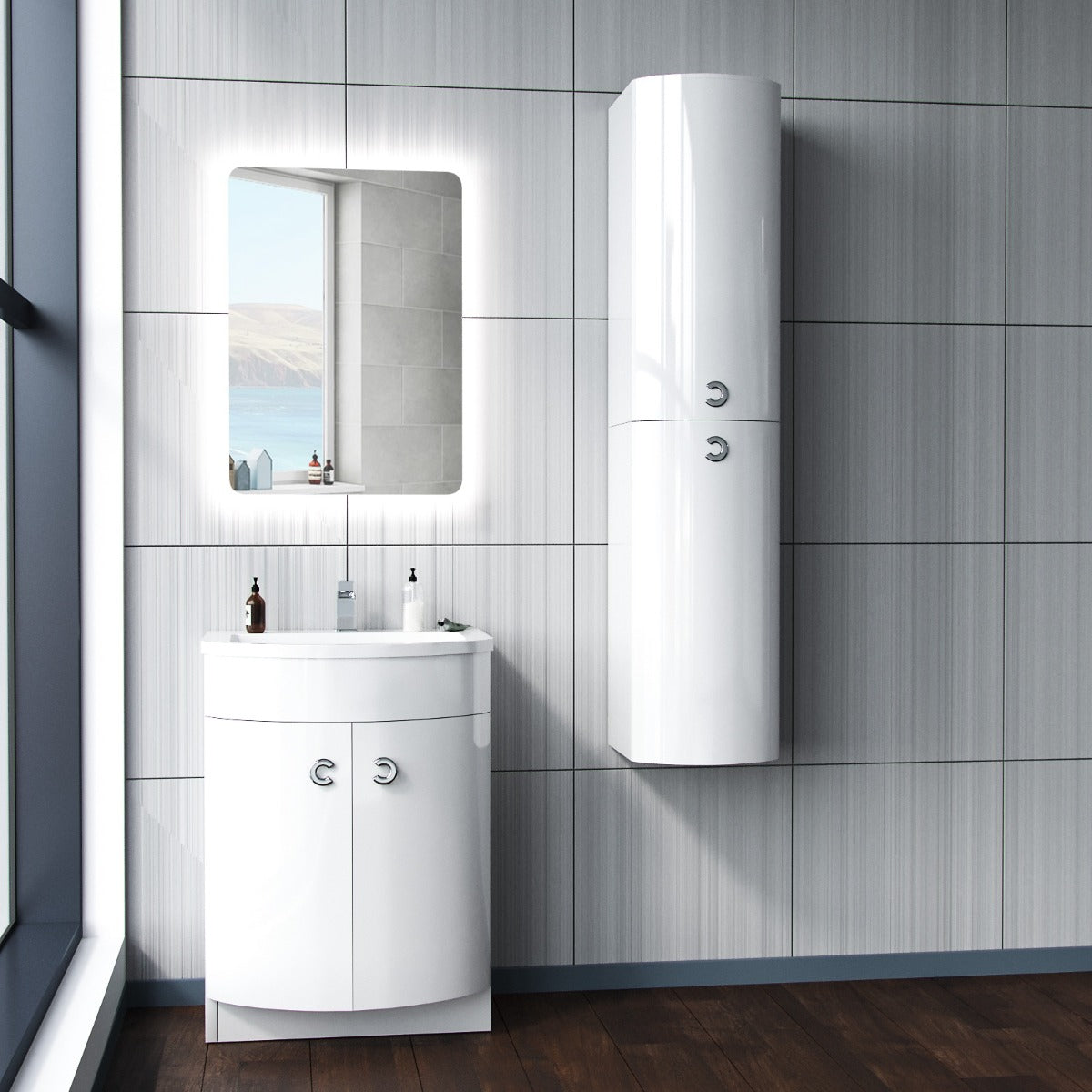 Dene White 600mm Vanity Unit and Wall Mounted Storage Unit