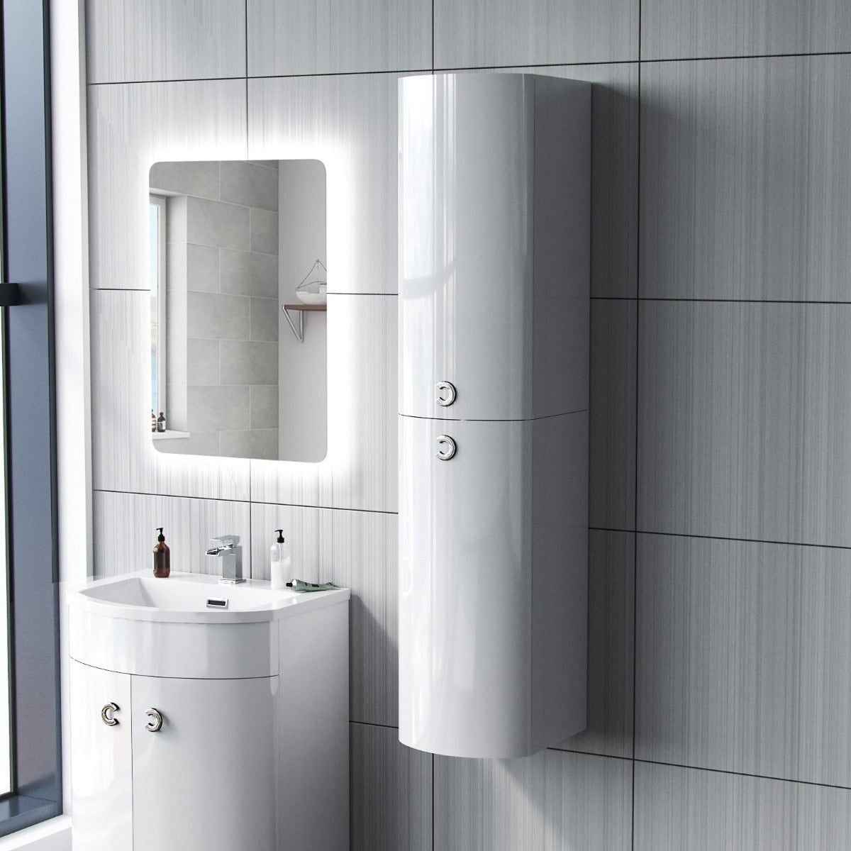 Dene White 600mm Vanity Unit and Wall Mounted Storage Unit
