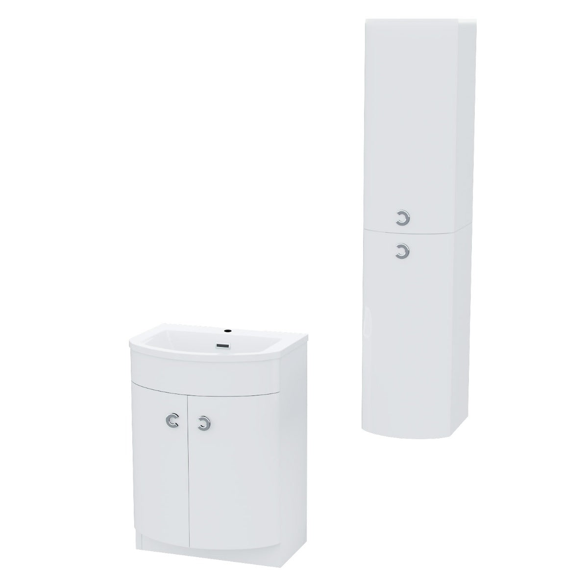 Dene White 600mm Vanity Unit and Wall Mounted Storage Unit