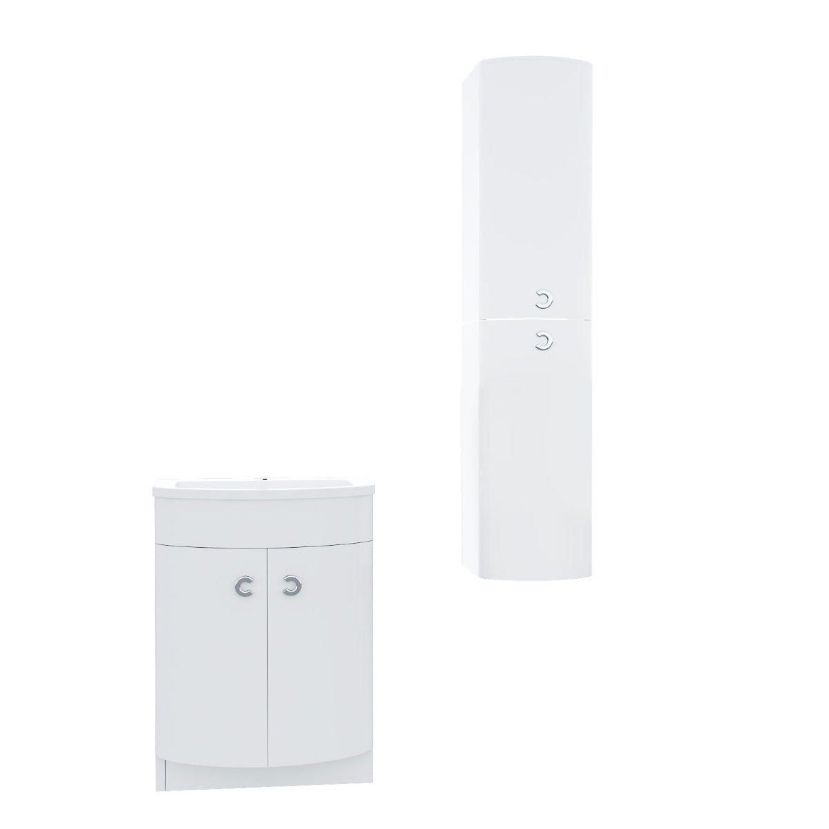 Dene White 600mm Vanity Unit and Wall Mounted Storage Unit