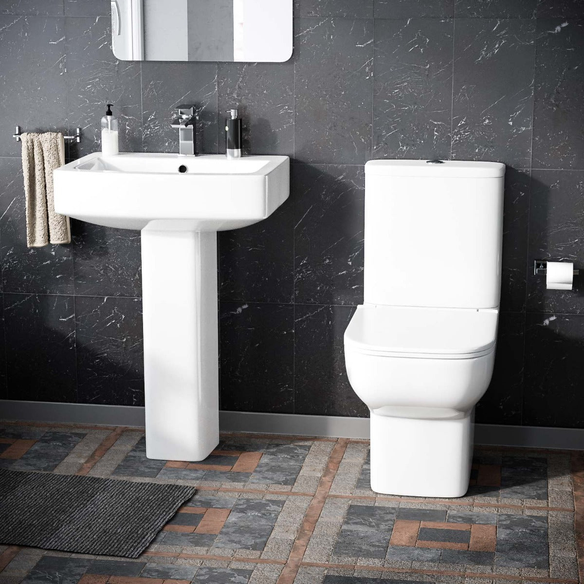 Louie Comfort Height Toilet Pan and 560 mm Full Pedestal Basin