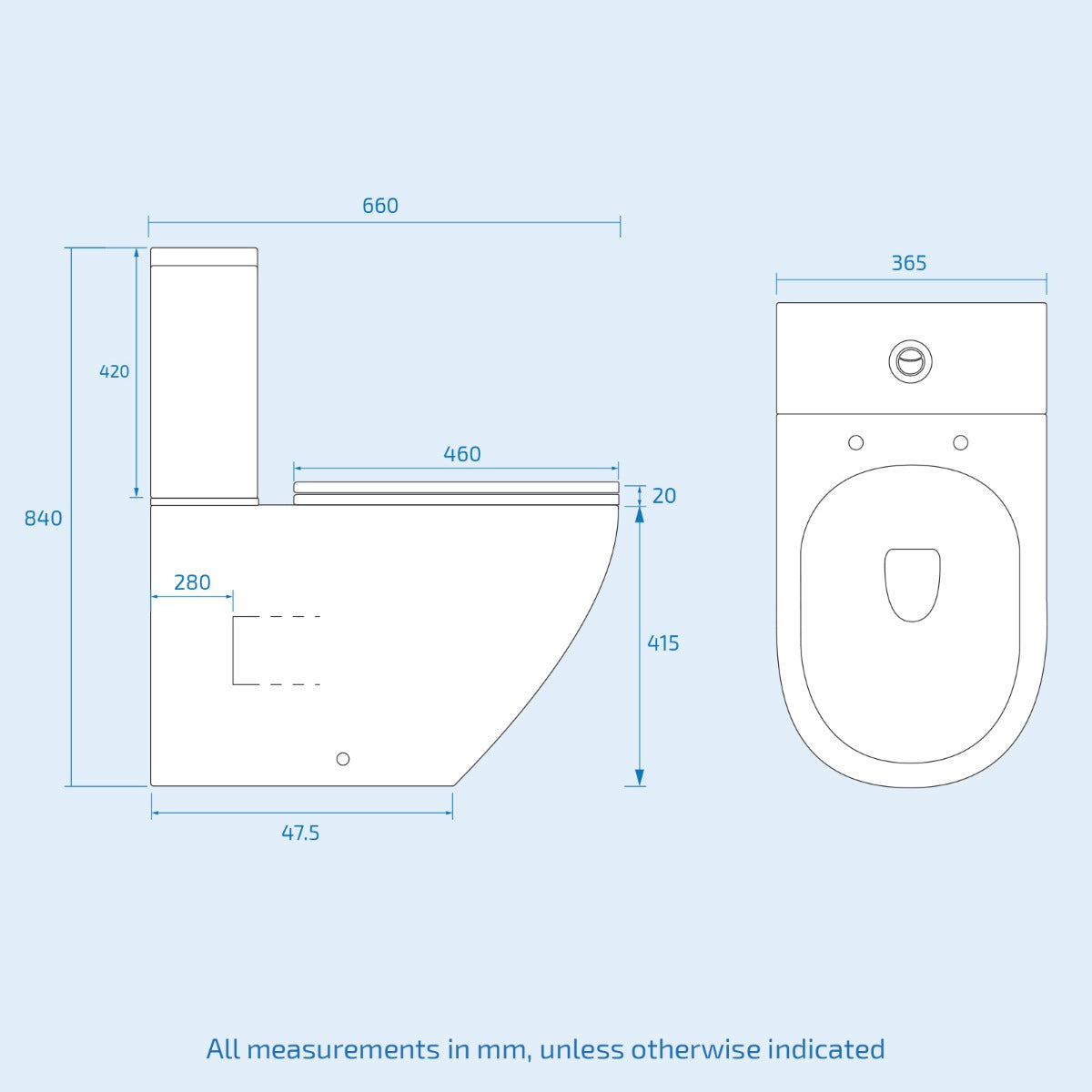 Afern 500mm Freestanding Vanity Unit and Close Coupled Rimless Toilet Steel Grey