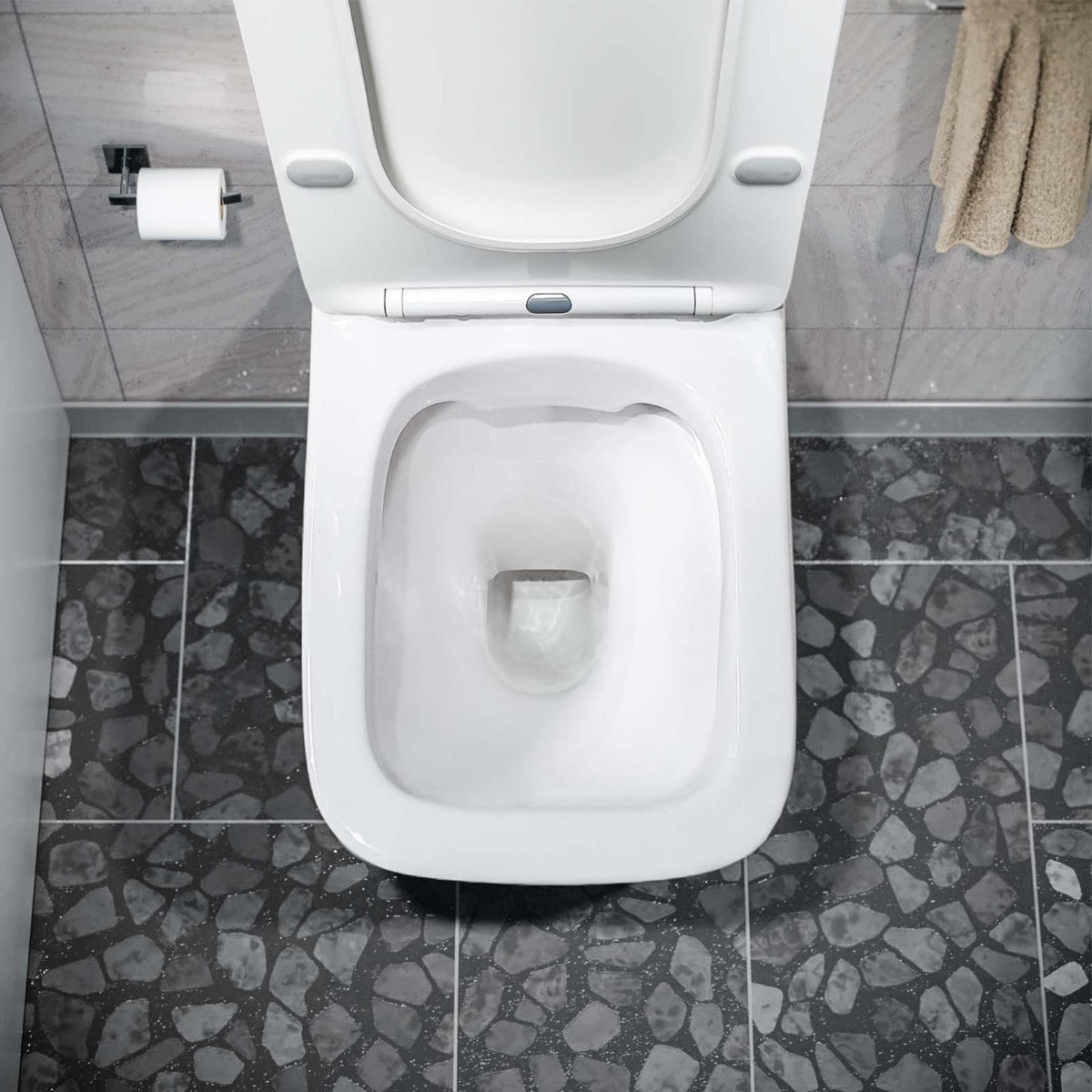 Square Rimless Back To Wall Toilet With UF Seat White
