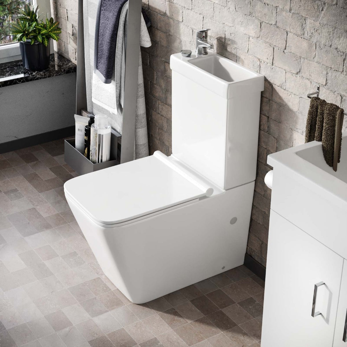 Nova 2 in 1 Combo Toilet and Basin Cloakroom Space Saver Unit  and Basin Tap and Waste