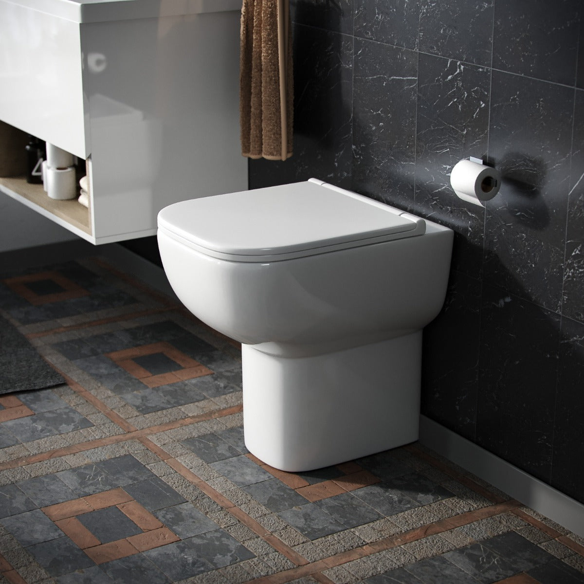 Comfort Height Rimless Back To Wall Pan & Soft Toilet Seat