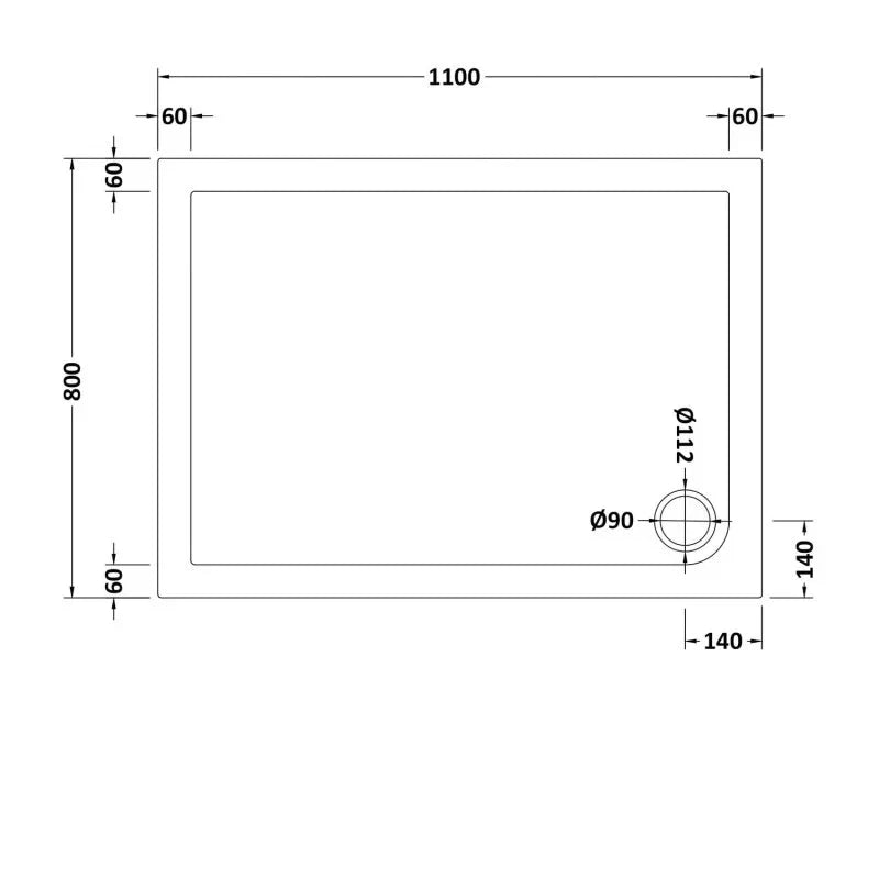 Frameless Sliding Door 8mm Clear Glass 1100 x 1900mm, Side Panel 800mm & Tray