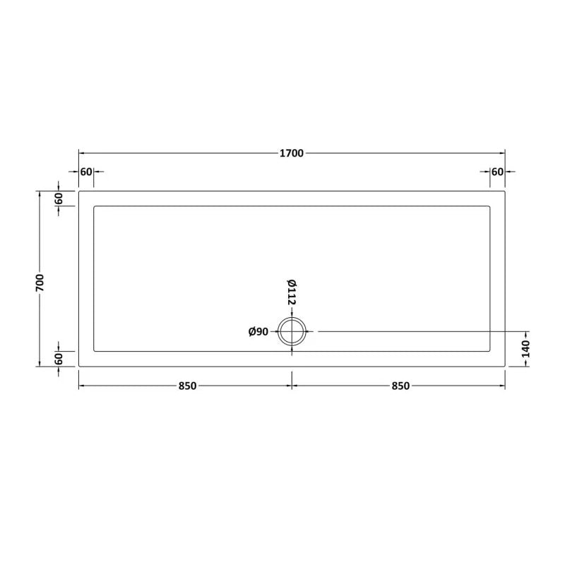 Slim 1700 x 700 Rectangular Stone Resin Shower Tray