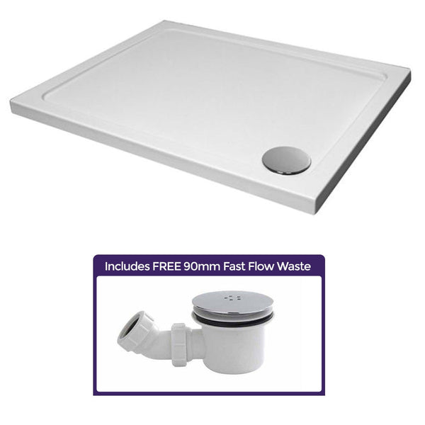 Small Low Profile 900 x 700 Stone Resin Shower Tray Rectangle with Waste