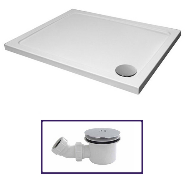 Large 1100 x 800 Rectangle Shower Tray Low Profile Walkin with Free Waste
